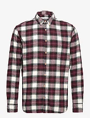 Kronstadt - Johan Flannel check 09 shirt - ternede skjorter - bordeaux / white - 0