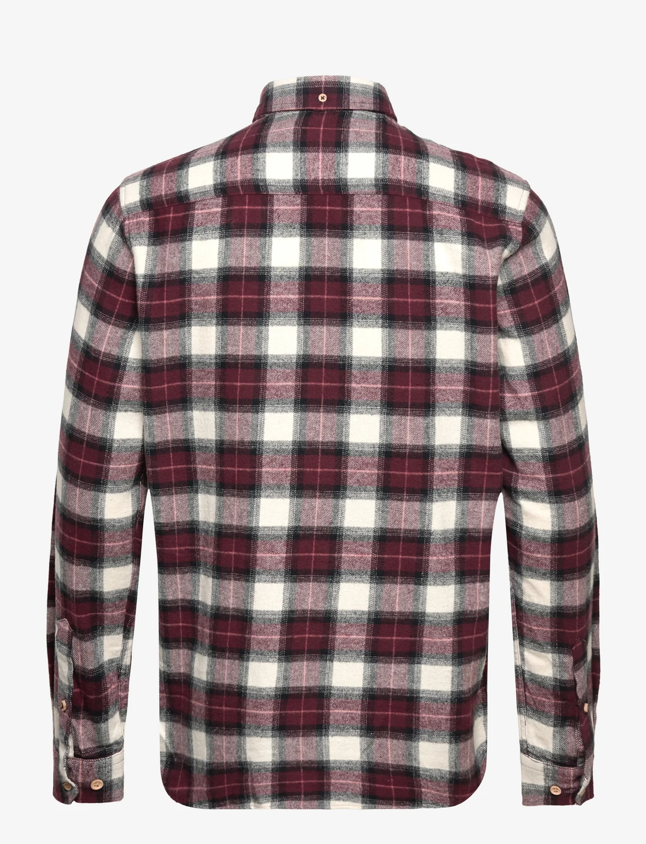 Kronstadt - Johan Flannel check 09 shirt - checkered shirts - bordeaux / white - 1