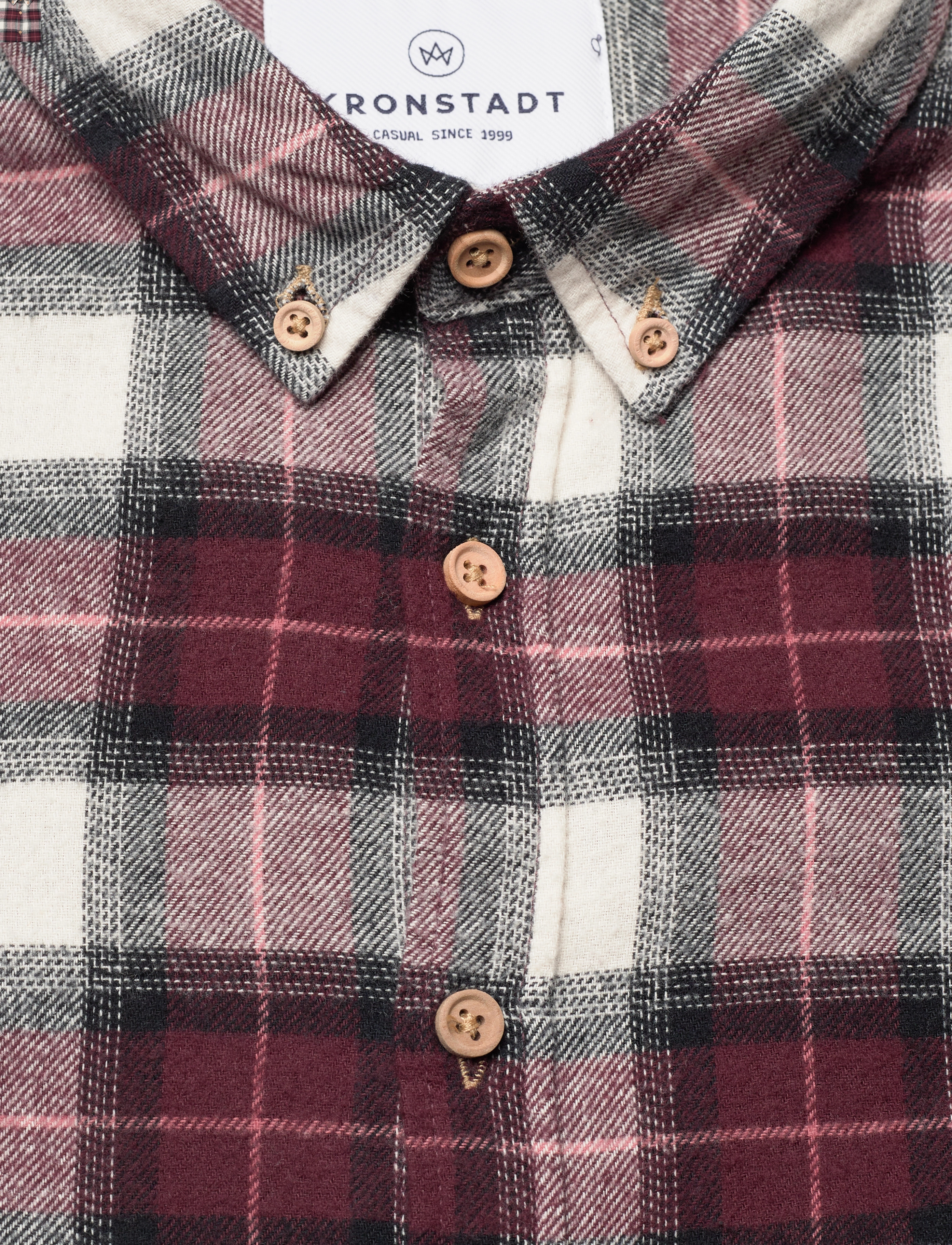 Kronstadt - Johan Flannel check 09 shirt - bordeaux / white - 2
