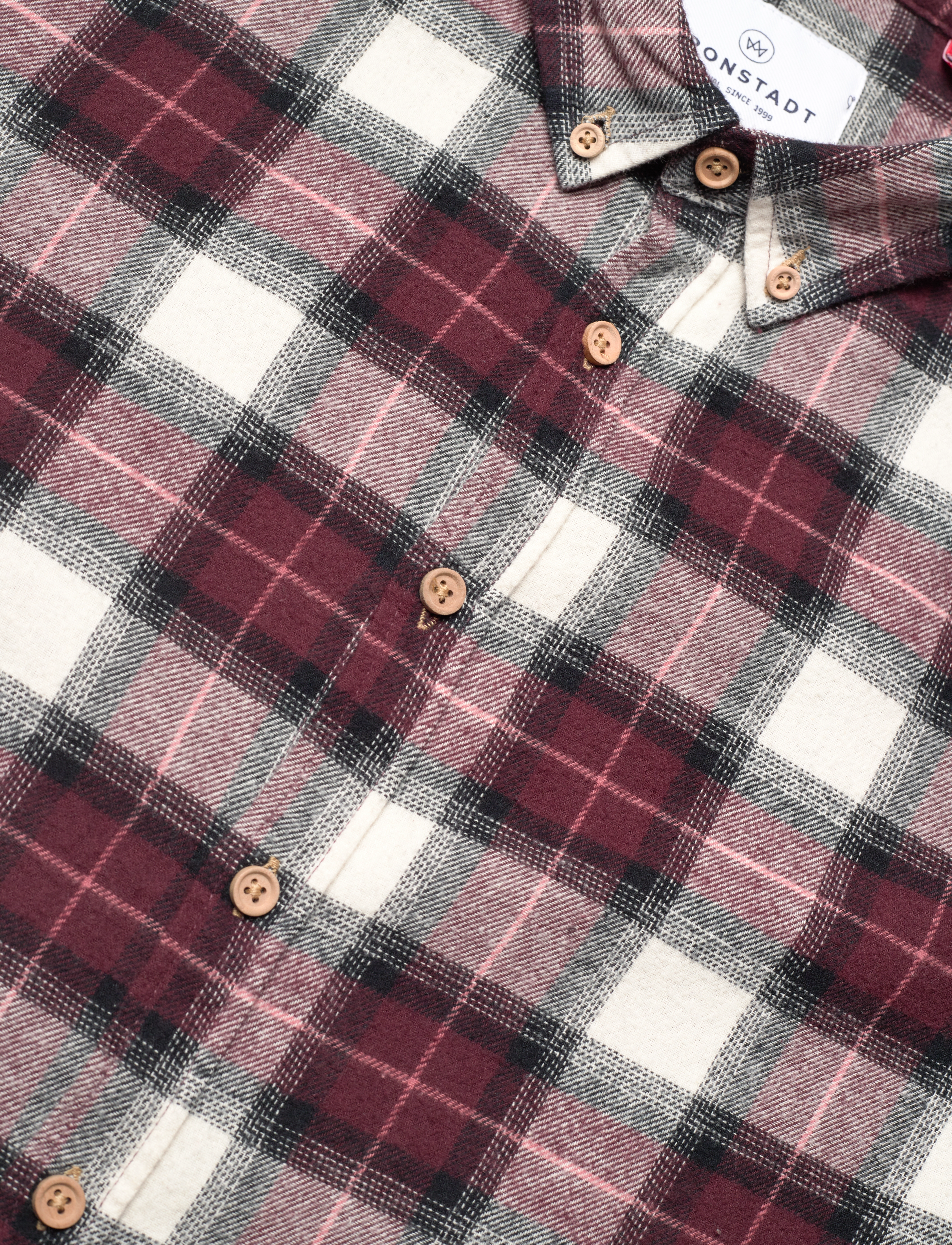 Kronstadt - Johan Flannel check 09 shirt - bordeaux / white - 3