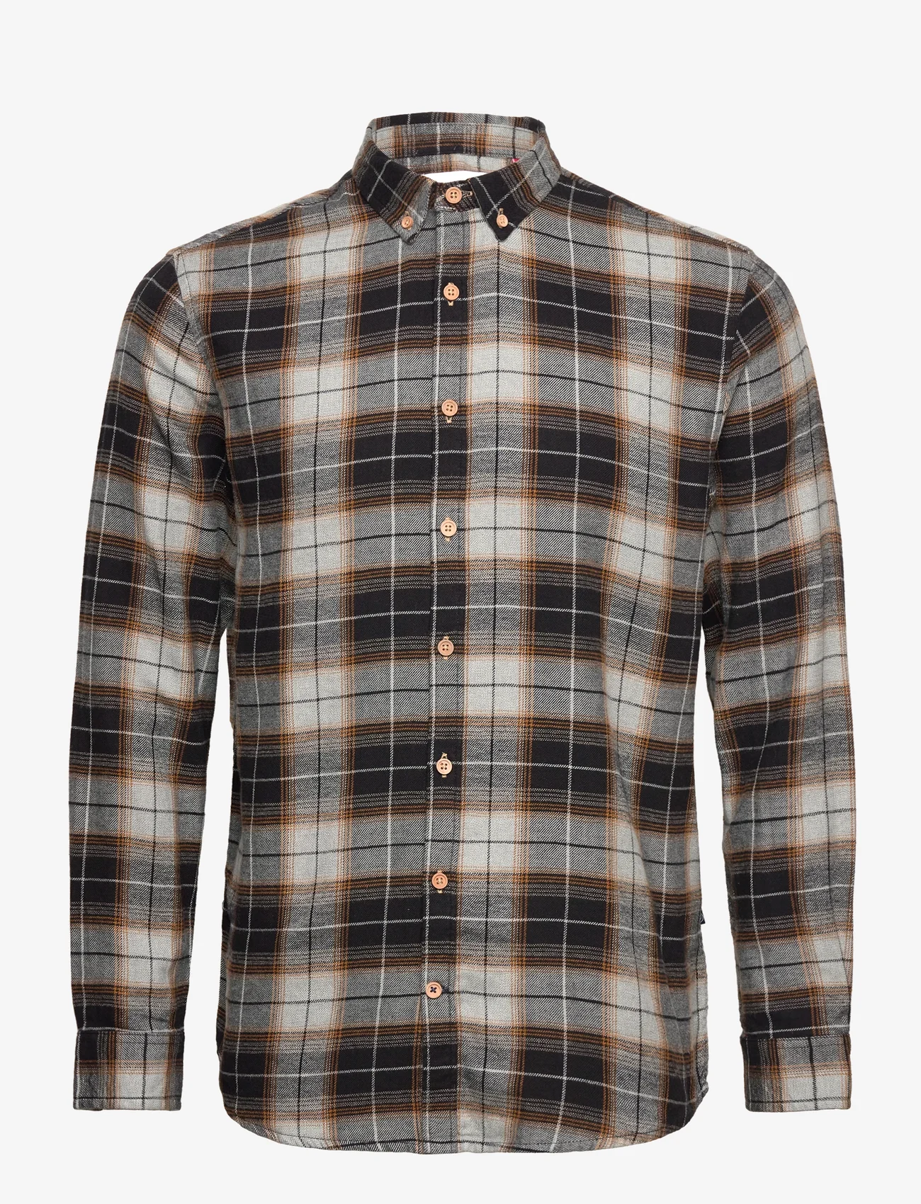 Kronstadt - Johan Flannel check 26 shirt - languoti marškiniai - black / grey - 0