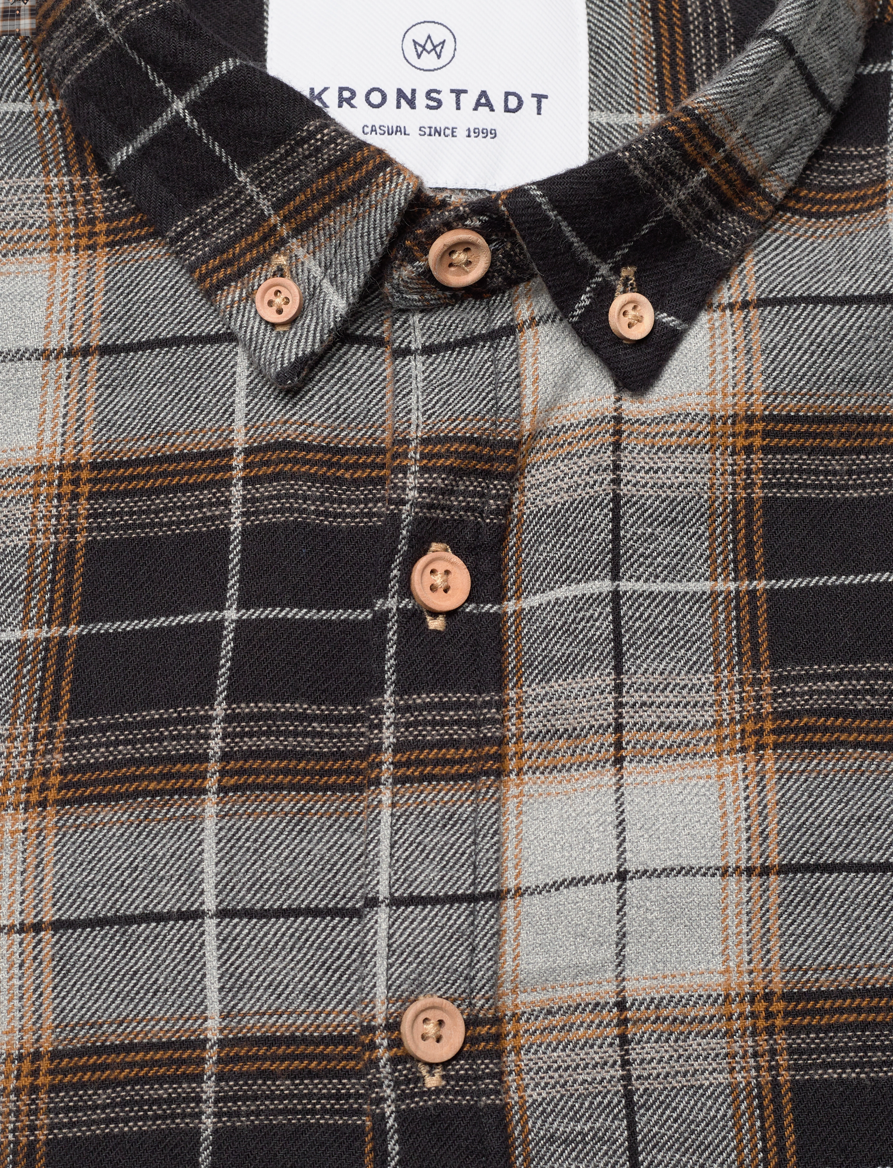 Kronstadt - Johan Flannel check 26 shirt - black / grey - 2