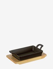 Serving pan angular with wooden board - BLACK