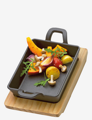 küchenprofi - Serveringspande, rektangulær,2 håndtag, m/træplade - laveste priser - black - 1