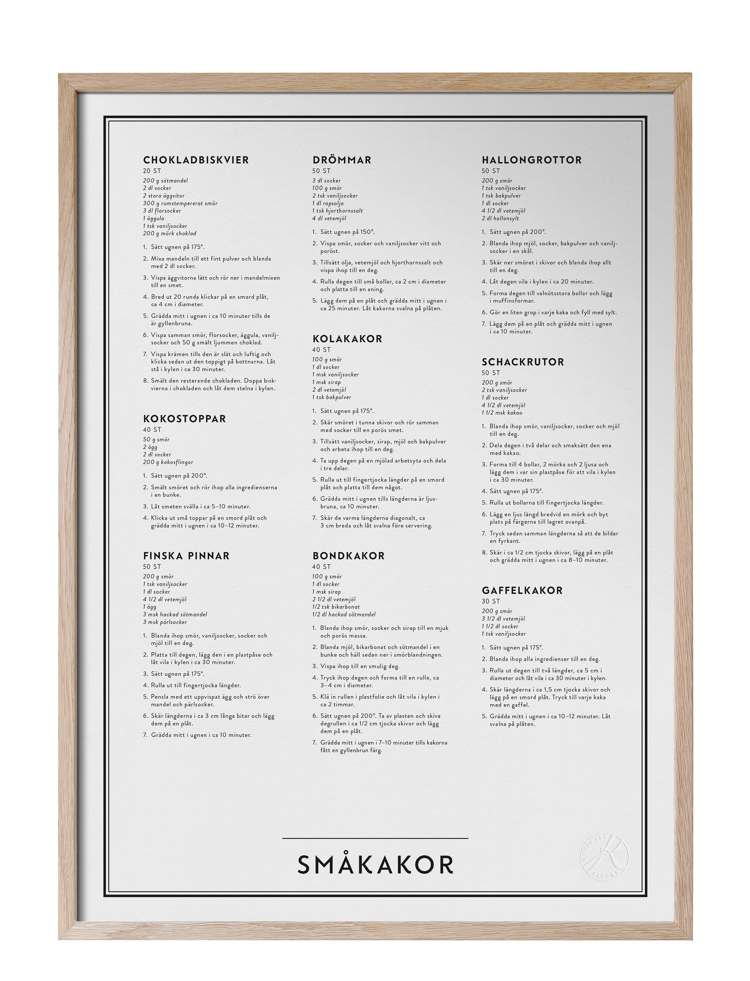 Kunskapstavlan Småkakor, Plakat & Ramme, Beige, Str: 30X40