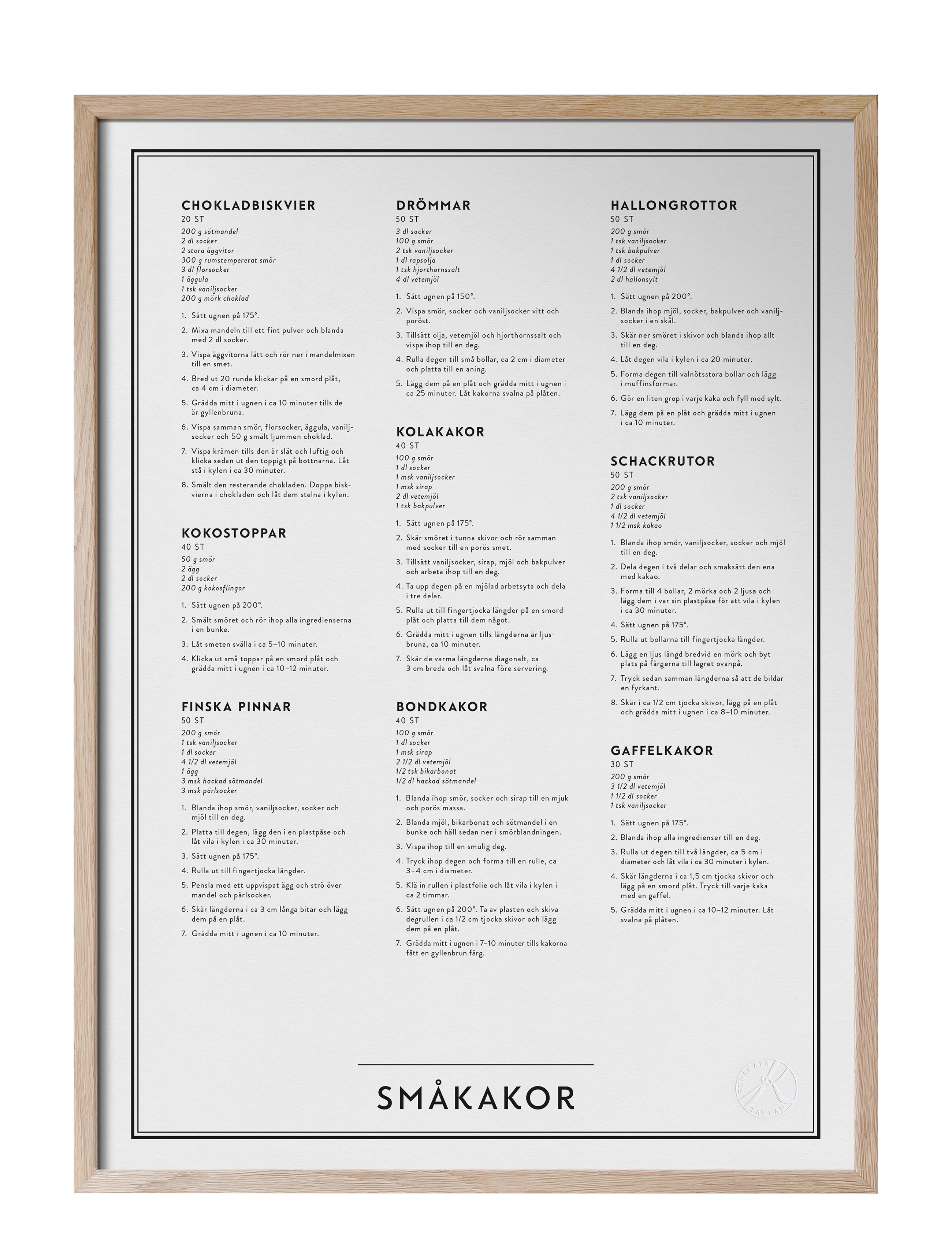 Kunskapstavlan Småkakor, Plakat & Ramme, Beige, Str: 50X70