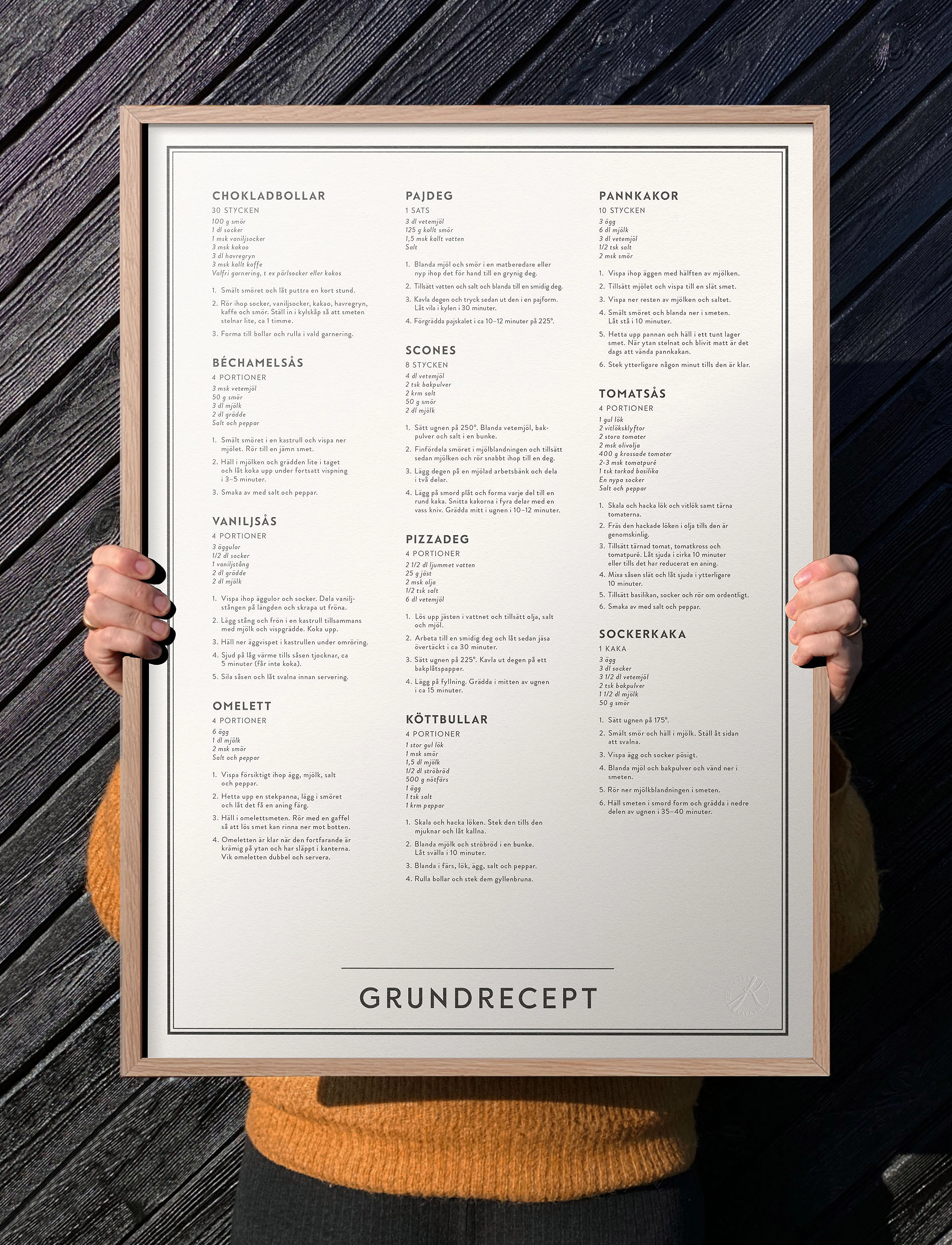 Kunskapstavlan Grundrecept, 50X70, Decoration, Weiß - Posters & Frames, Homeware