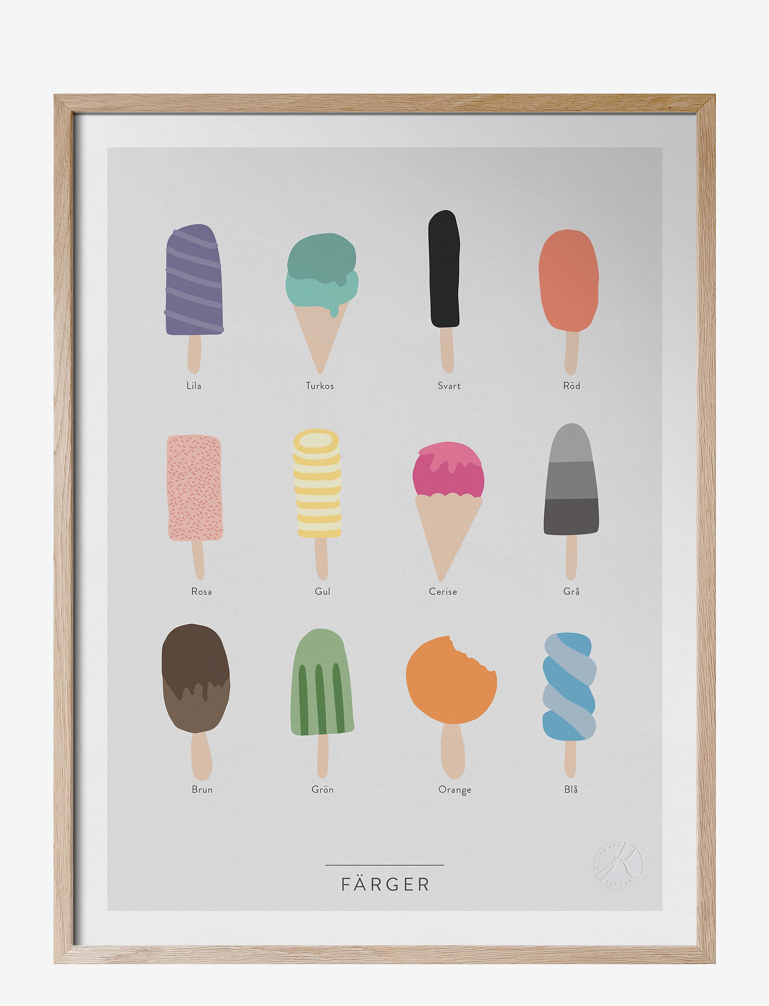 Kunskapstavlan Färger, Plakat, Multi/mønstret, Str: 30X40CM