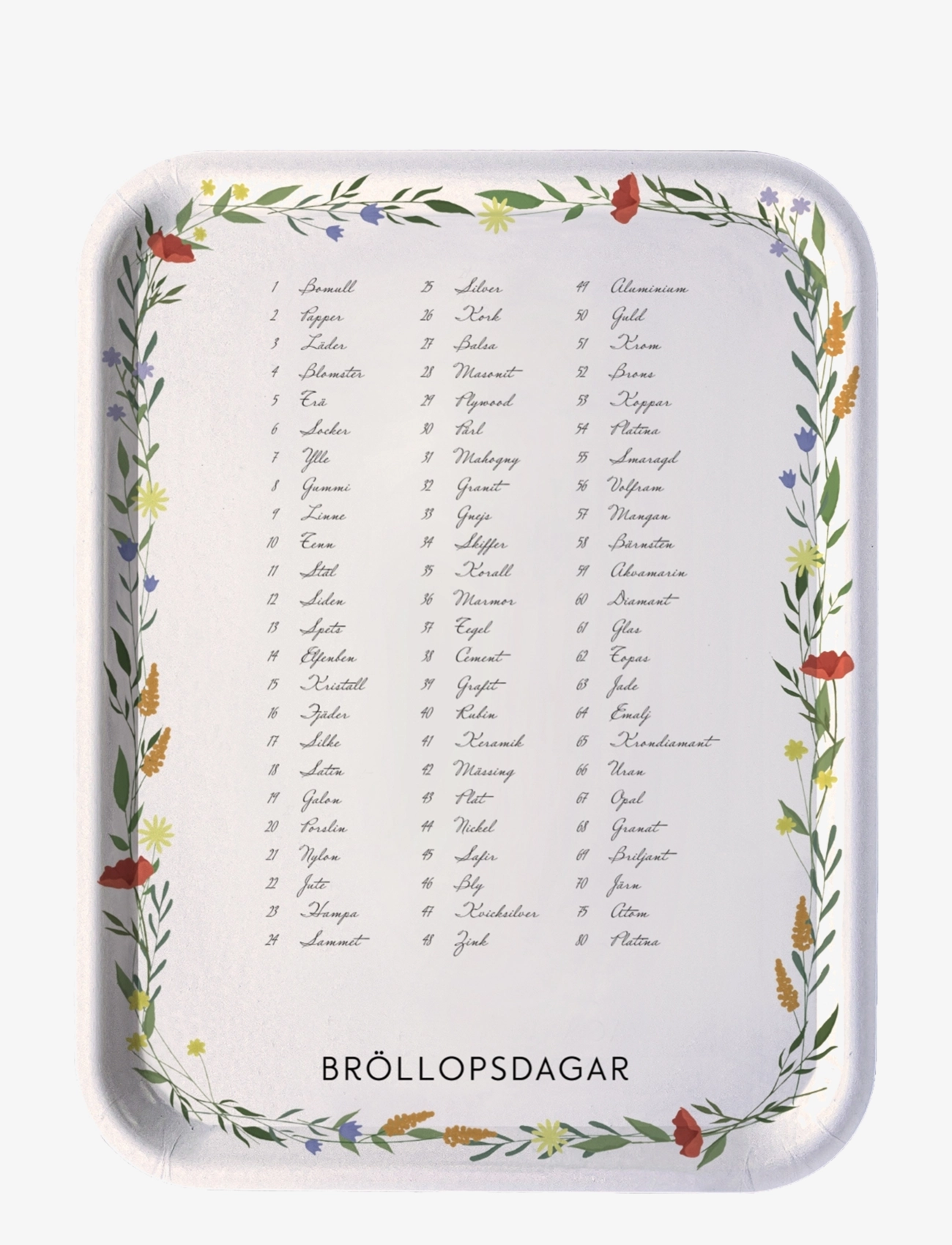 KUNSKAPSTAVLAN Bricka Bröllopsdagar Weiß - 33X43CM - Unisex