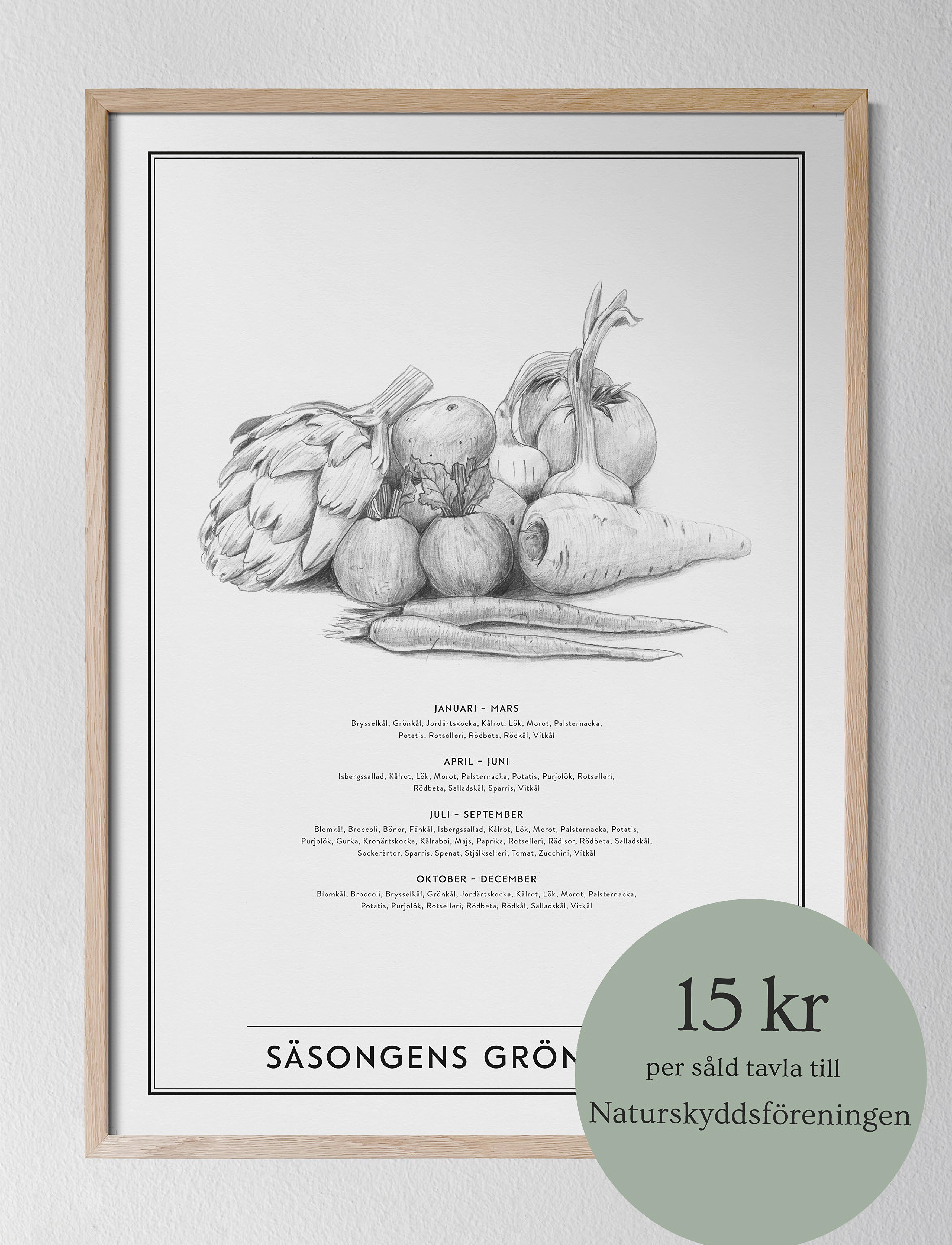 Kunskapstavlan Säsongens Grönsaker, 50X70, White, Plakater > Mad, Unisex
