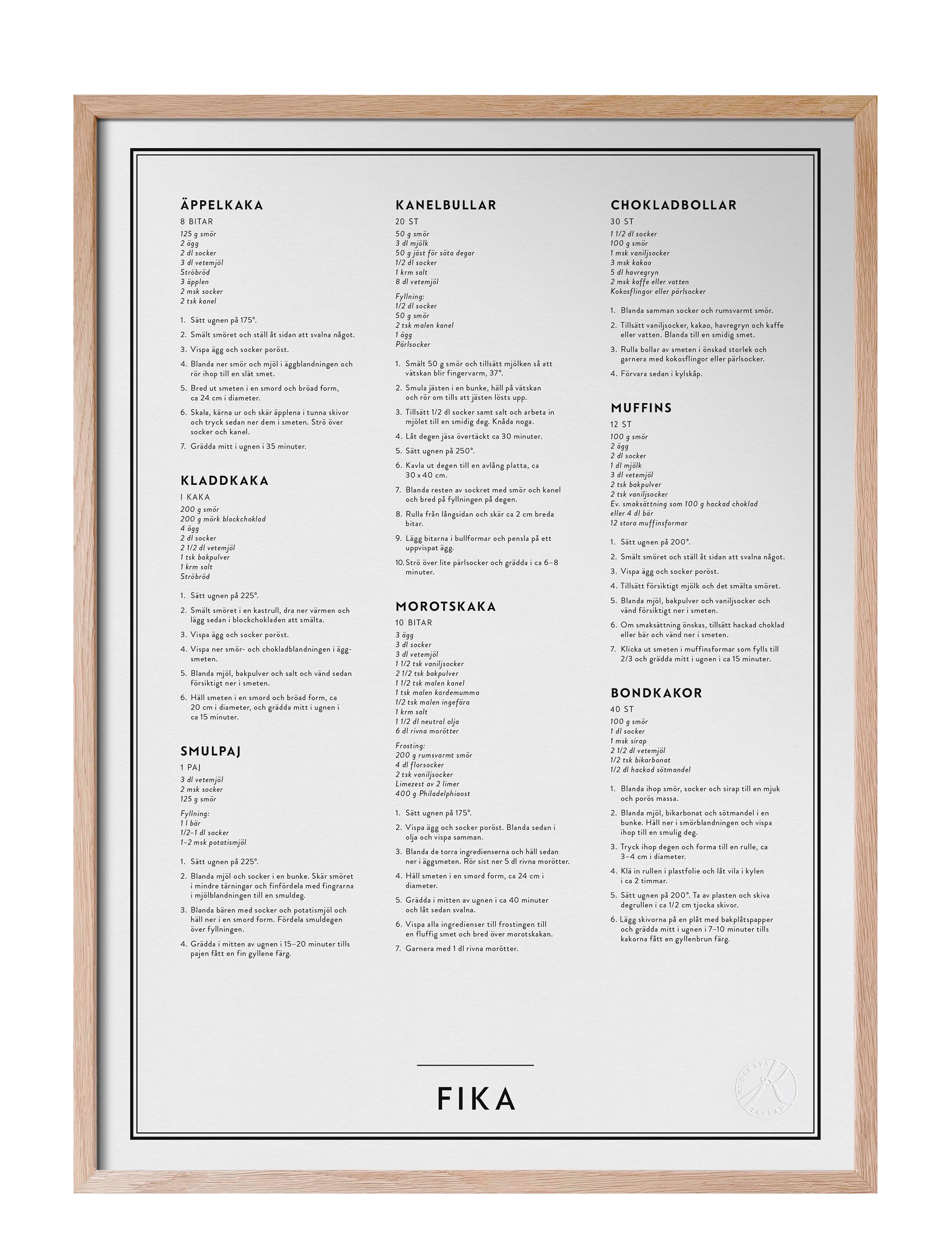 Kunskapstavlan Fika, Food, Multi/mønstret, Str: 30X40