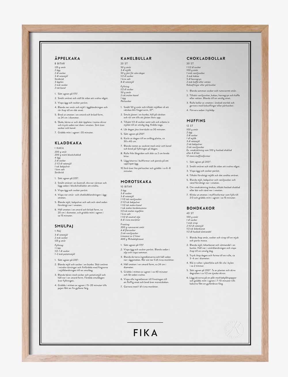 Kunskapstavlan® - Fika - essen - black & white - 0