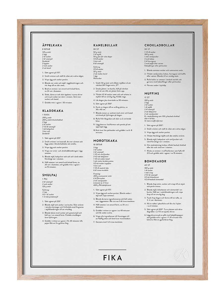 Kunskapstavlan® - Fika - essen - black & white - 1