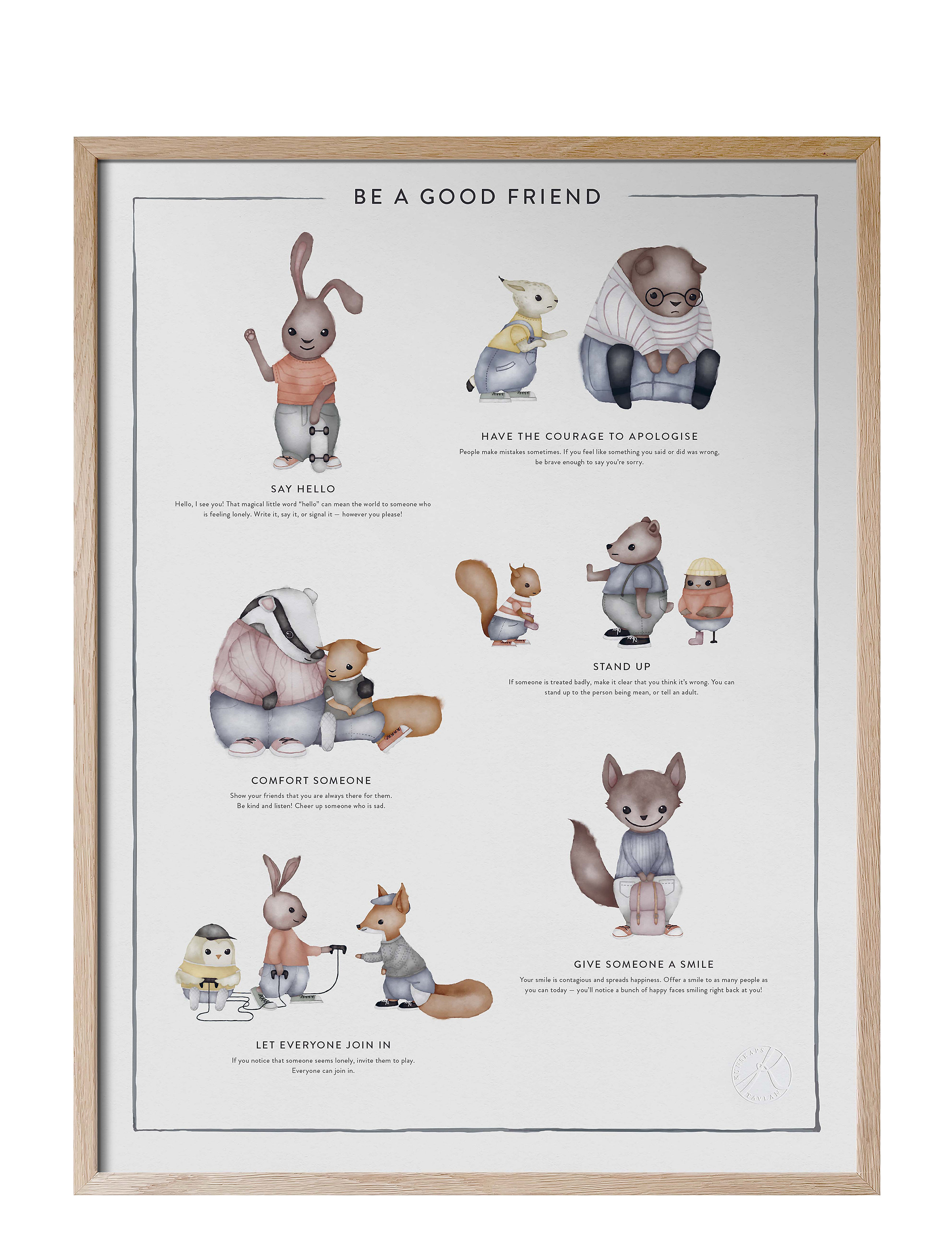 KUNSKAPSTAVLAN Be A Good Friend - På Engelska Patterned - 30X40CM - Kinder