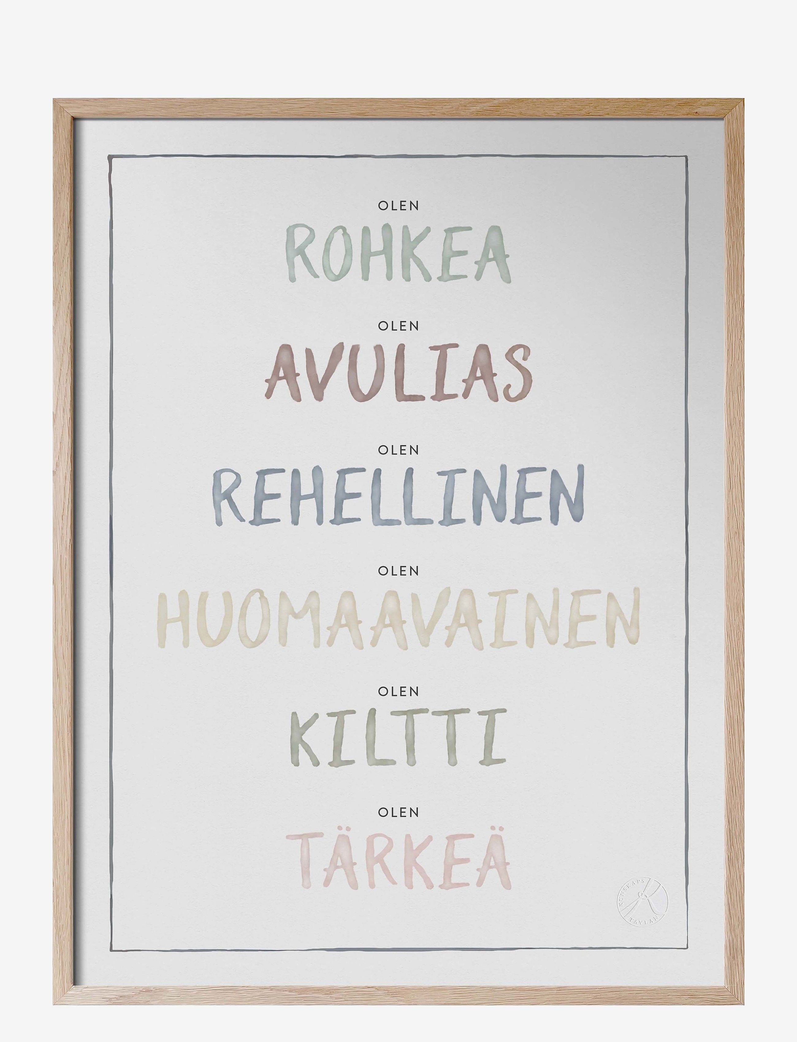 Kunskapstavlan Olen, Dusty Pastel Jag Är På Finska, 30X40 cm, Posters & Frames, Mehrfarbig/gemustert - Posters, Kinder