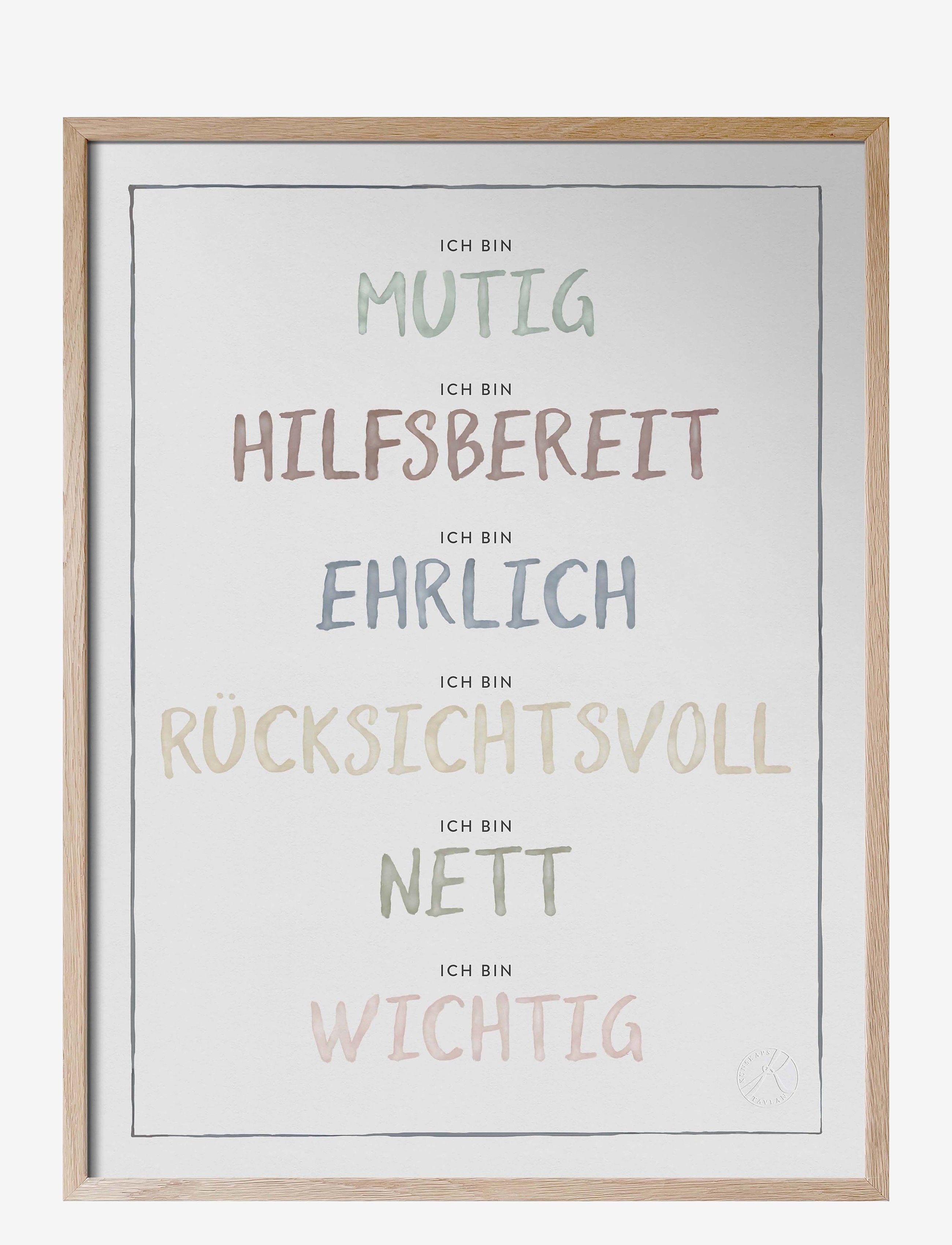 Kunskapstavlan Ich Bin, Dusty Pastel Jag Är På Tyska, 30X40 cm, Posters & Frames, Mehrfarbig/gemustert - Posters, Kinder