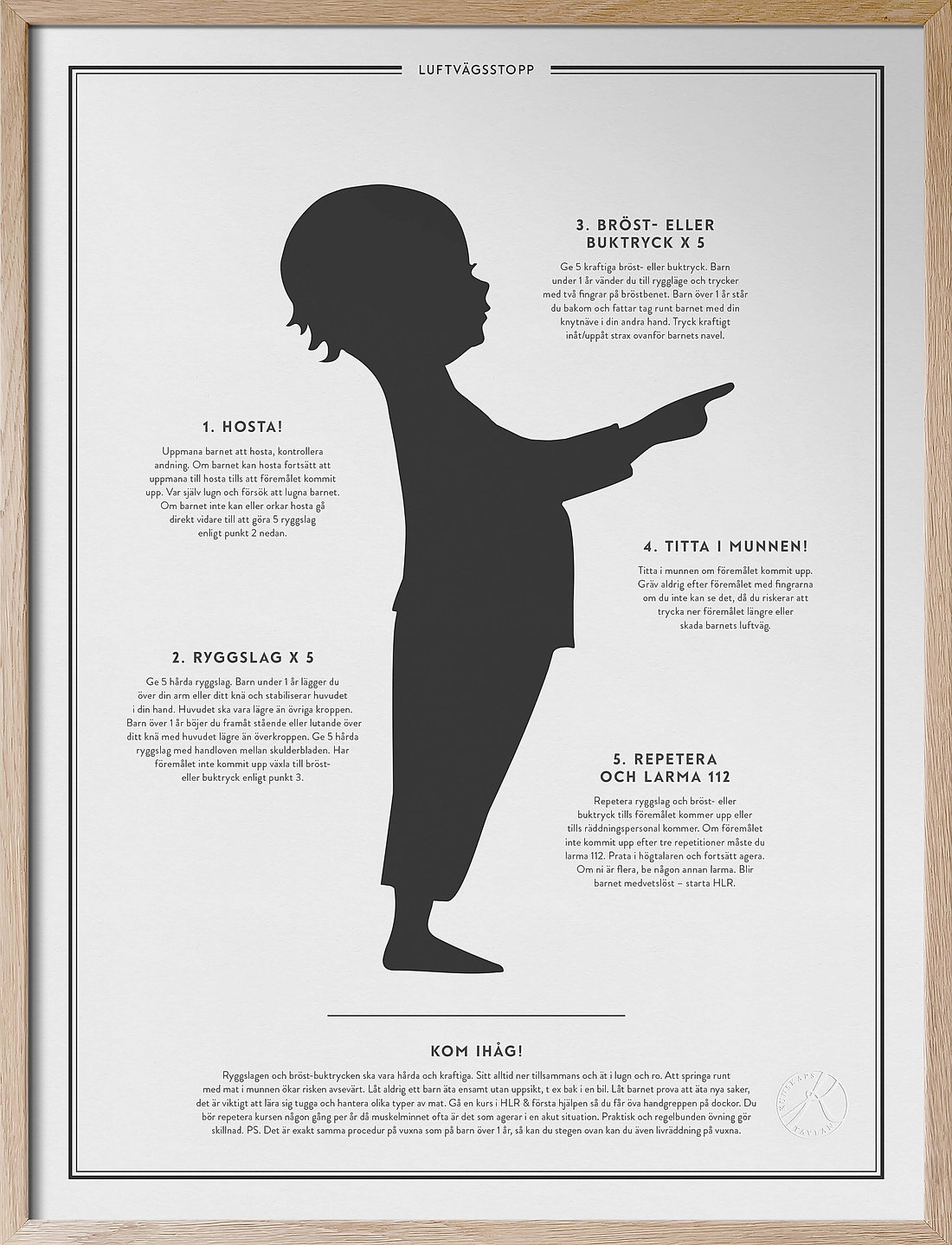 Kunskapstavlan® - Karin & Johan - HLR & Luftvägsstopp 30x40cm par - textposter - swedish - 1