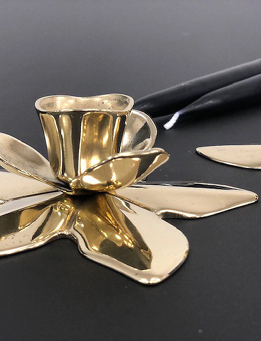 Kunstindustrien - Flower Art Deco Candlestick - osta hinna alusel - brass - 2