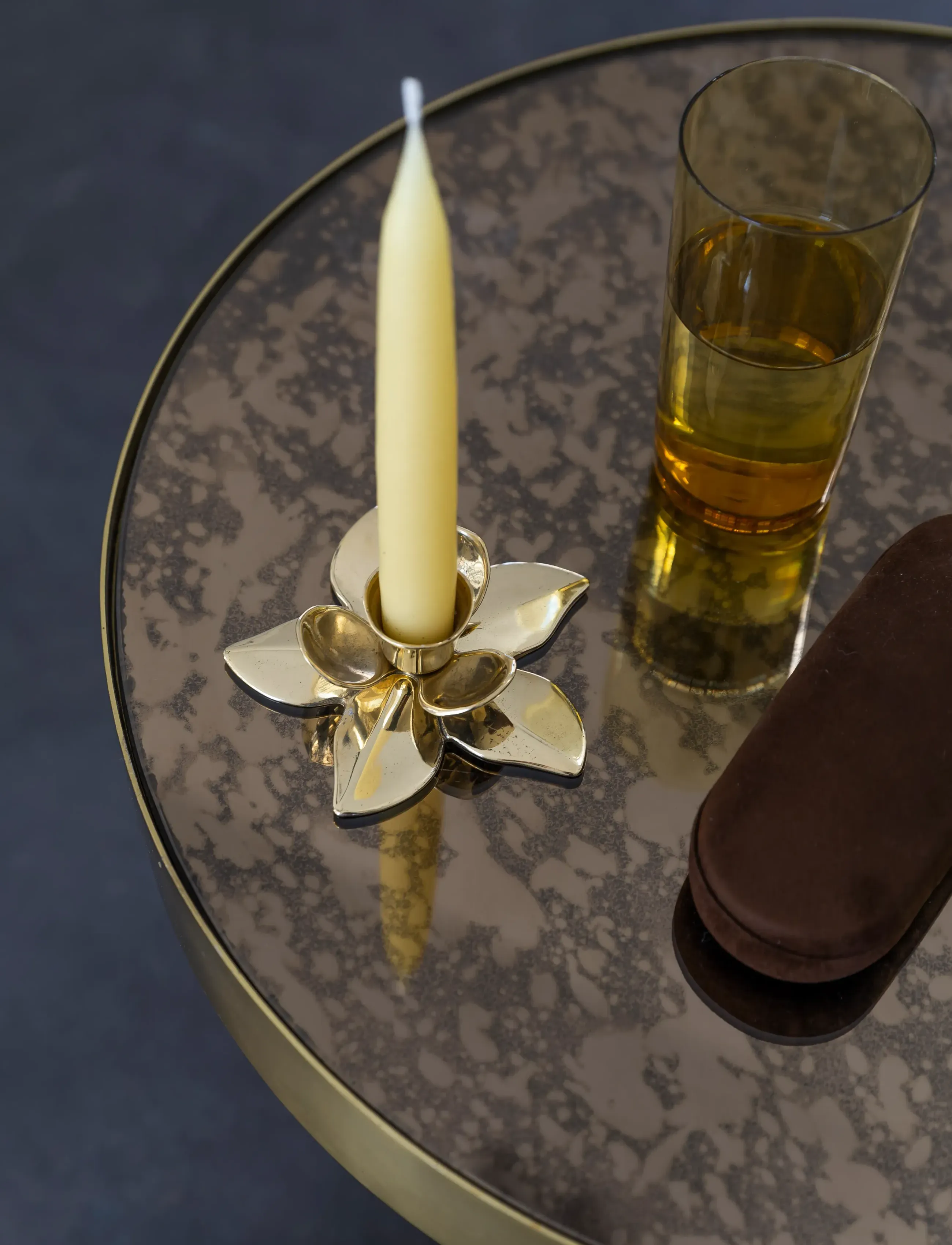 Kunstindustrien - Flower Art Deco Candlestick - køb efter pris - black nickel - 1