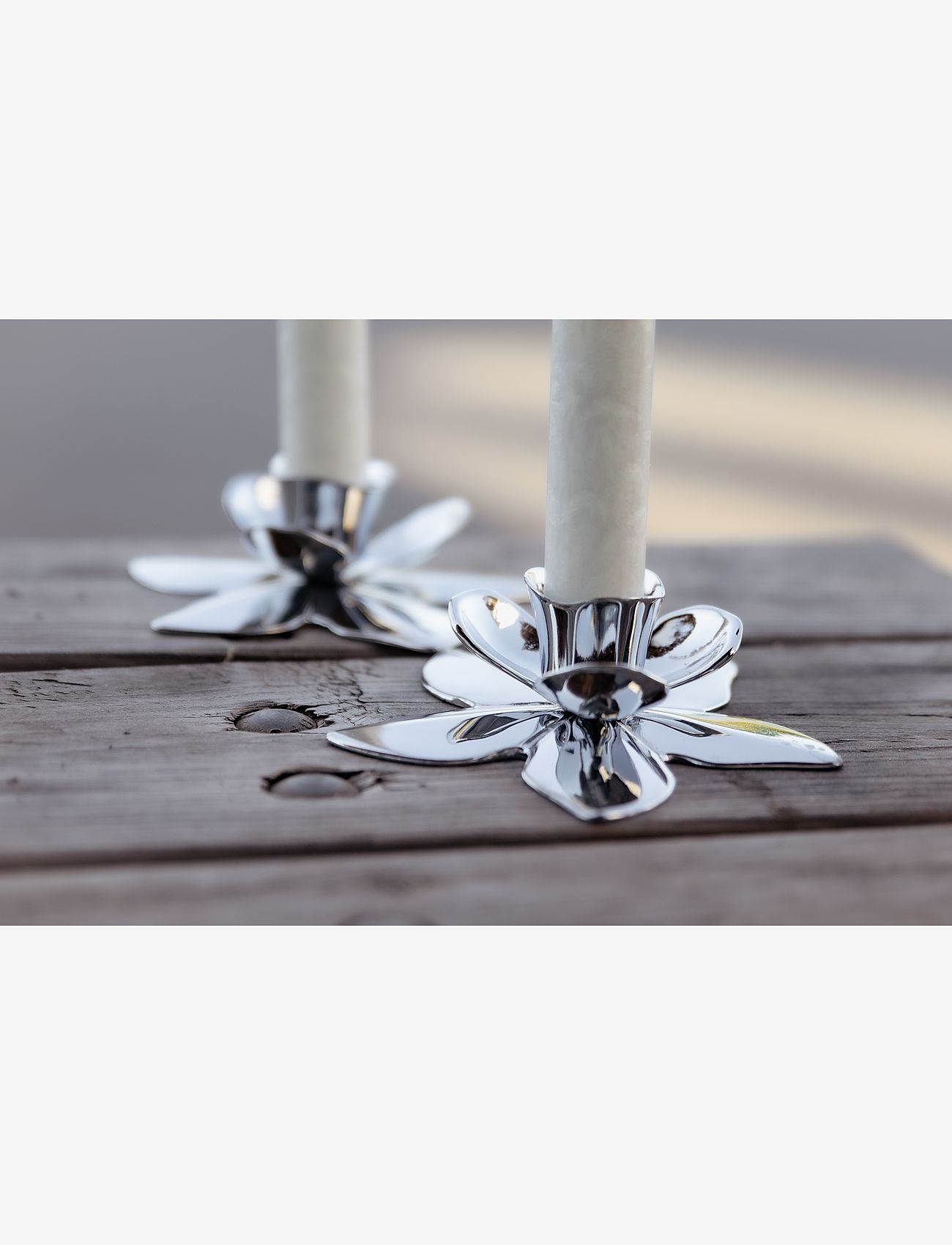 Kunstindustrien - Flower Art Deco Candlestick - Chrome - köp efter pris - chrome - 1