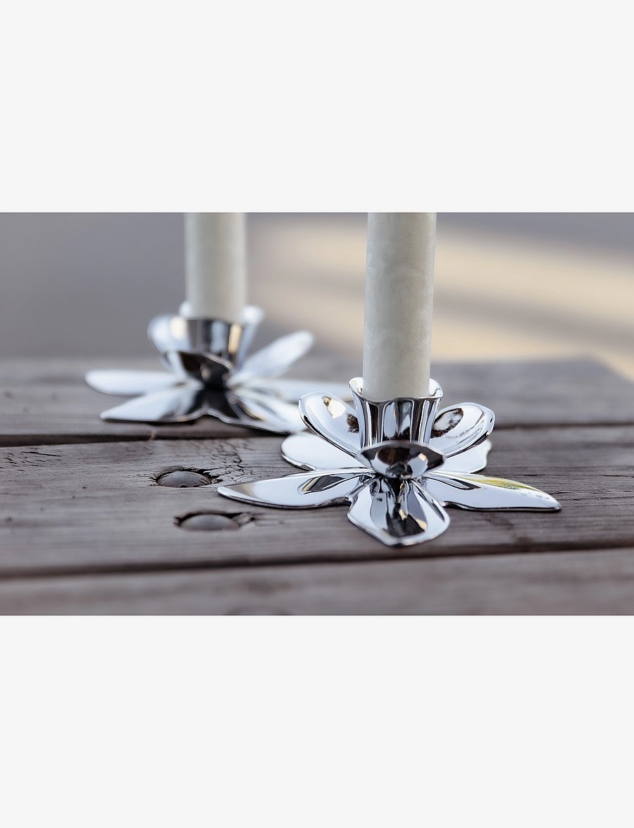 Kunstindustrien - Flower Art Deco Candlestick - Chrome - küünlajalad - chrome - 2