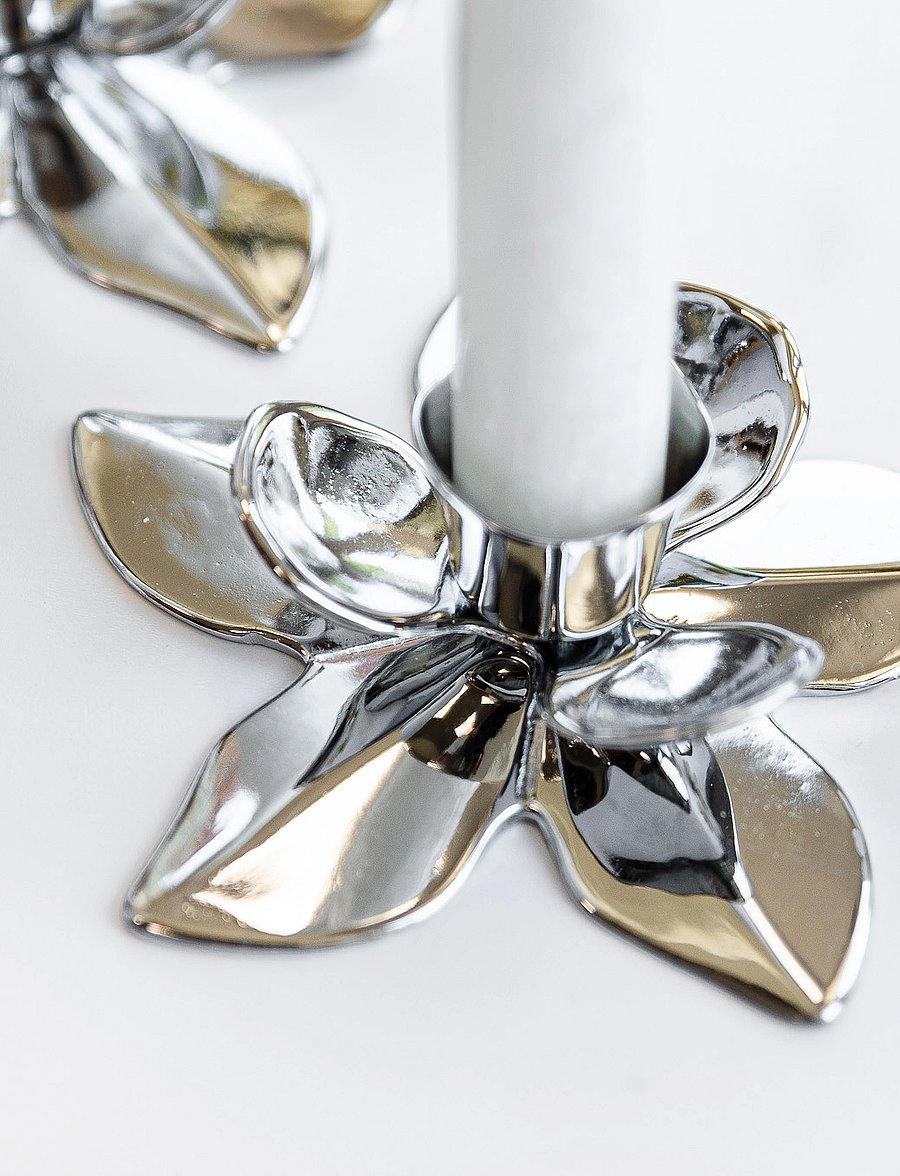 Kunstindustrien - Flower Art Deco Candlestick - Chrome - küünlajalad - chrome - 4