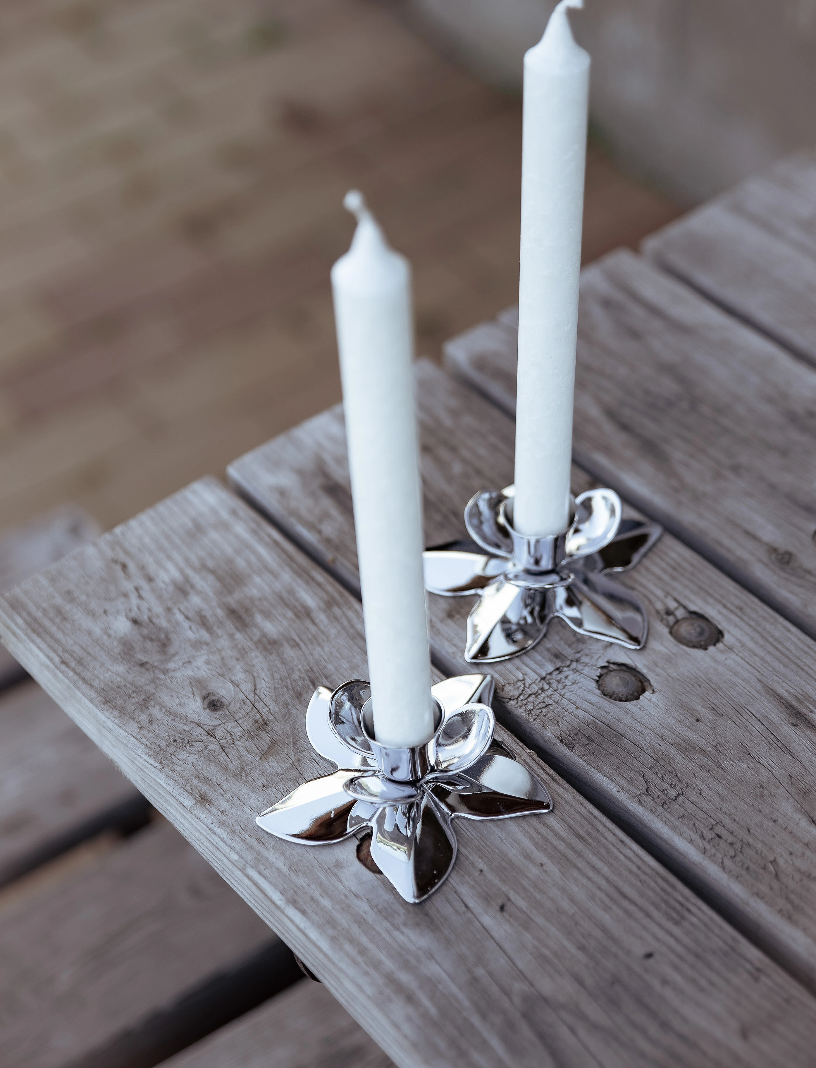 Kunstindustrien - Flower Art Deco Candlestick - Chrome - die niedrigsten preise - chrome - 5