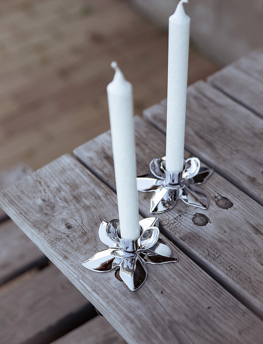 Kunstindustrien - Flower Art Deco Candlestick - Chrome - küünlajalad - chrome - 5