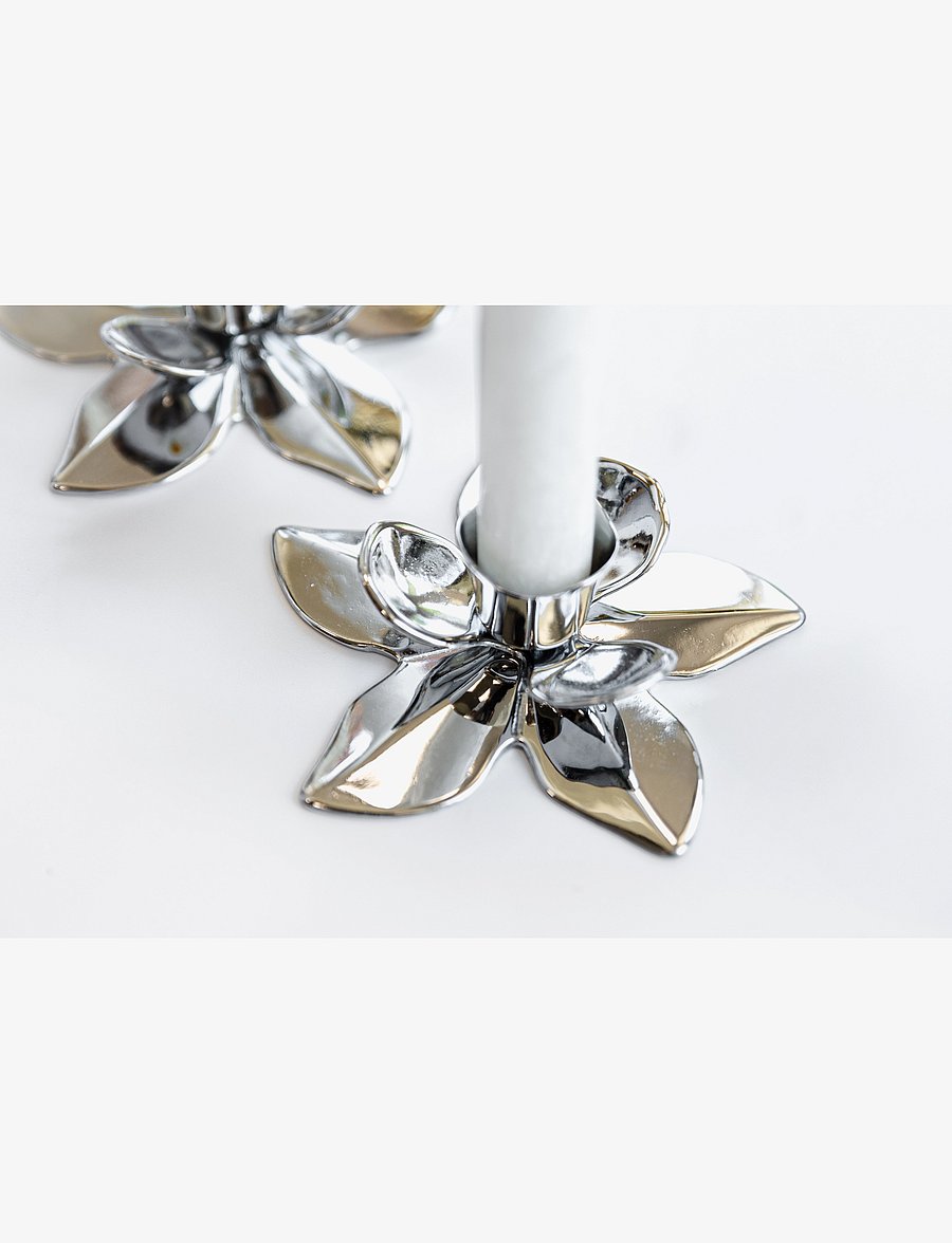 Kunstindustrien - Flower Art Deco Candlestick - Chrome - küünlajalad - chrome - 3