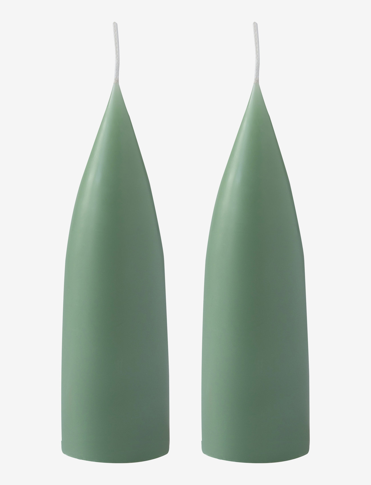 Kunstindustrien - Hand Dipped Cone-Shaped Candles, 2 pack - de laveste prisene - dark reseda green - 0