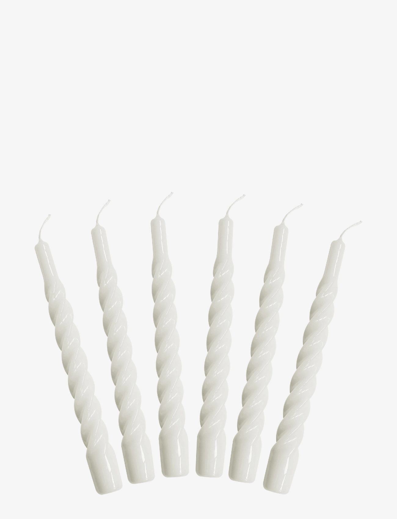 Kunstindustrien Twisted Candles, 6 Piece Box, Søjlelys, Hvid, Str: ONE SIZE