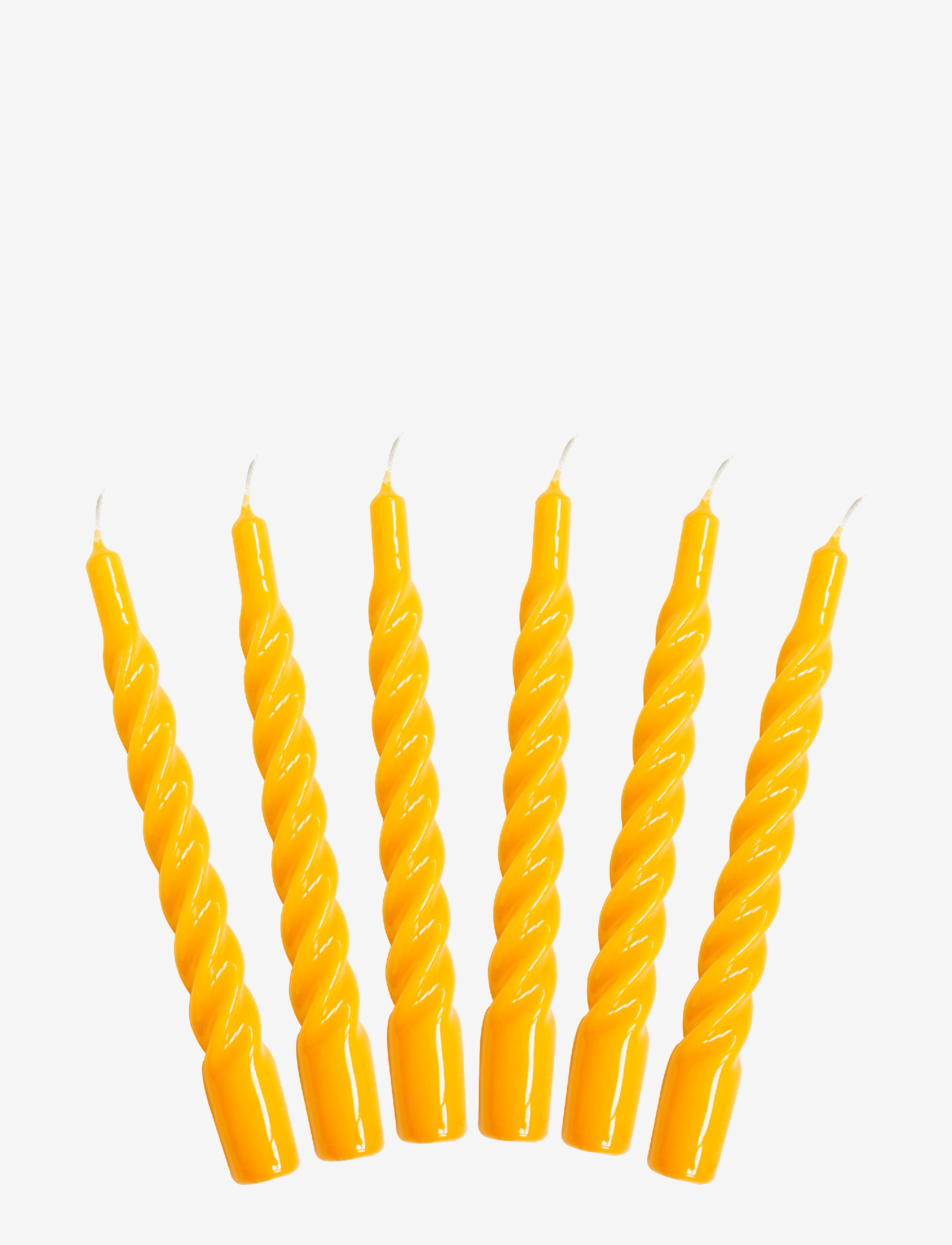 Twisted Candles, 6 piece box - YELLOW