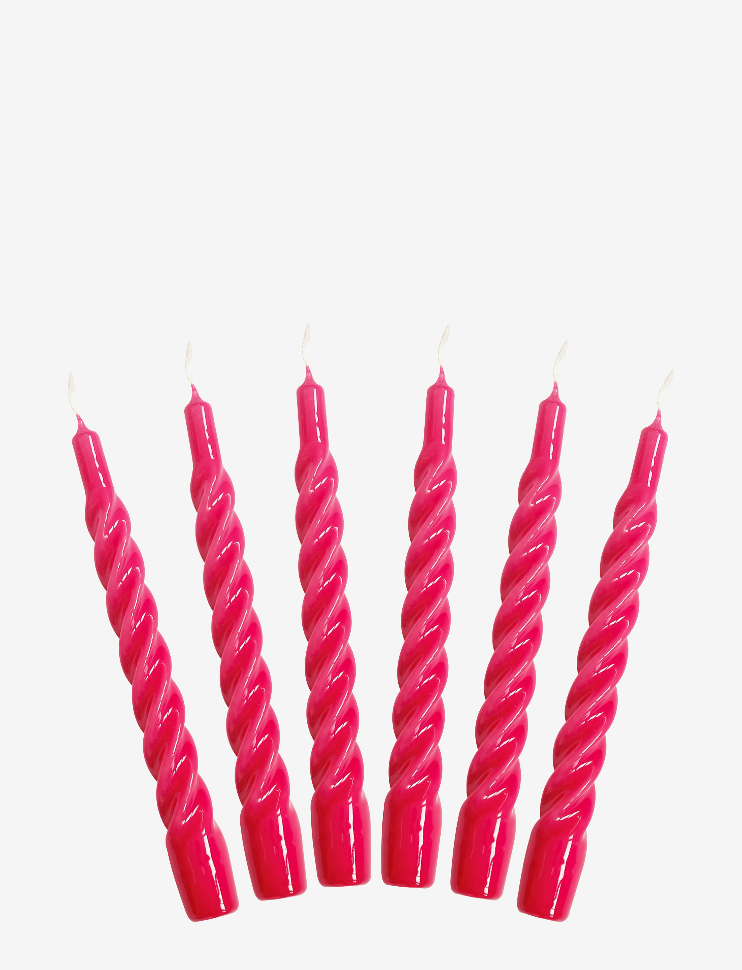 Kunstindustrien Twisted Candles, 6 piece box - Kunstindustrien - RASPBERRY / pink/rose