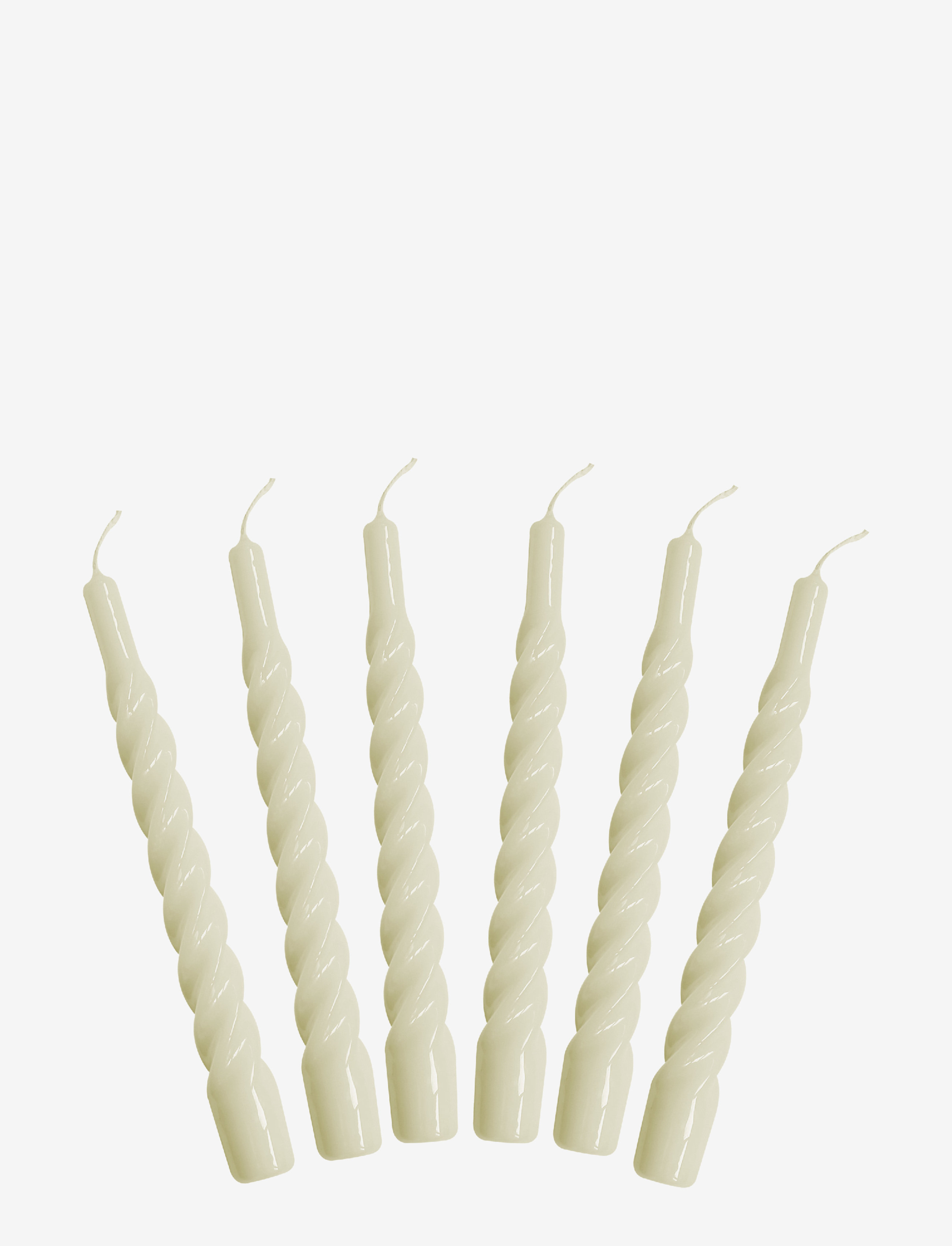 Kunstindustrien Twisted Candles, 6 Piece Box, Søjlelys, Creme, Str: ONE SIZE
