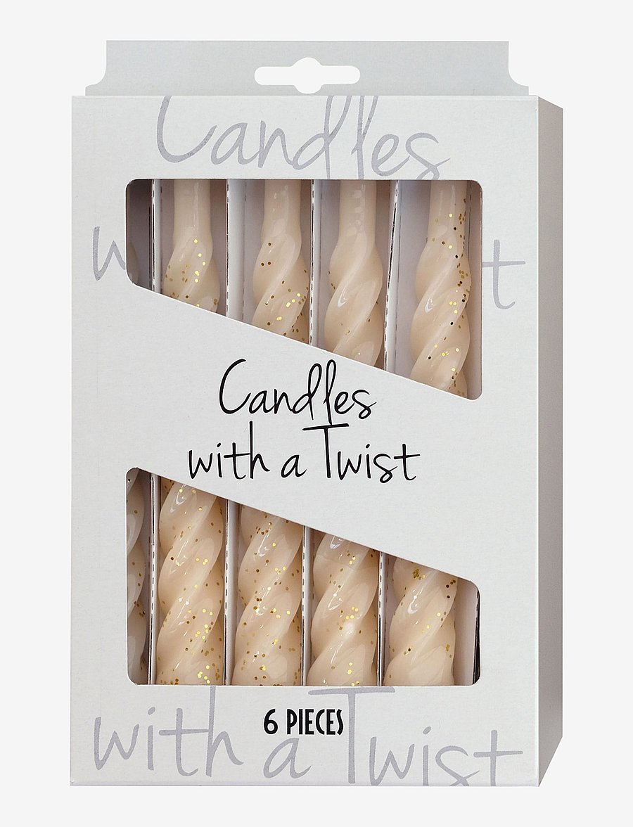 Kunstindustrien - Candles with a Twist - Glitter - pikad küünlad - creme with gold dust - 1