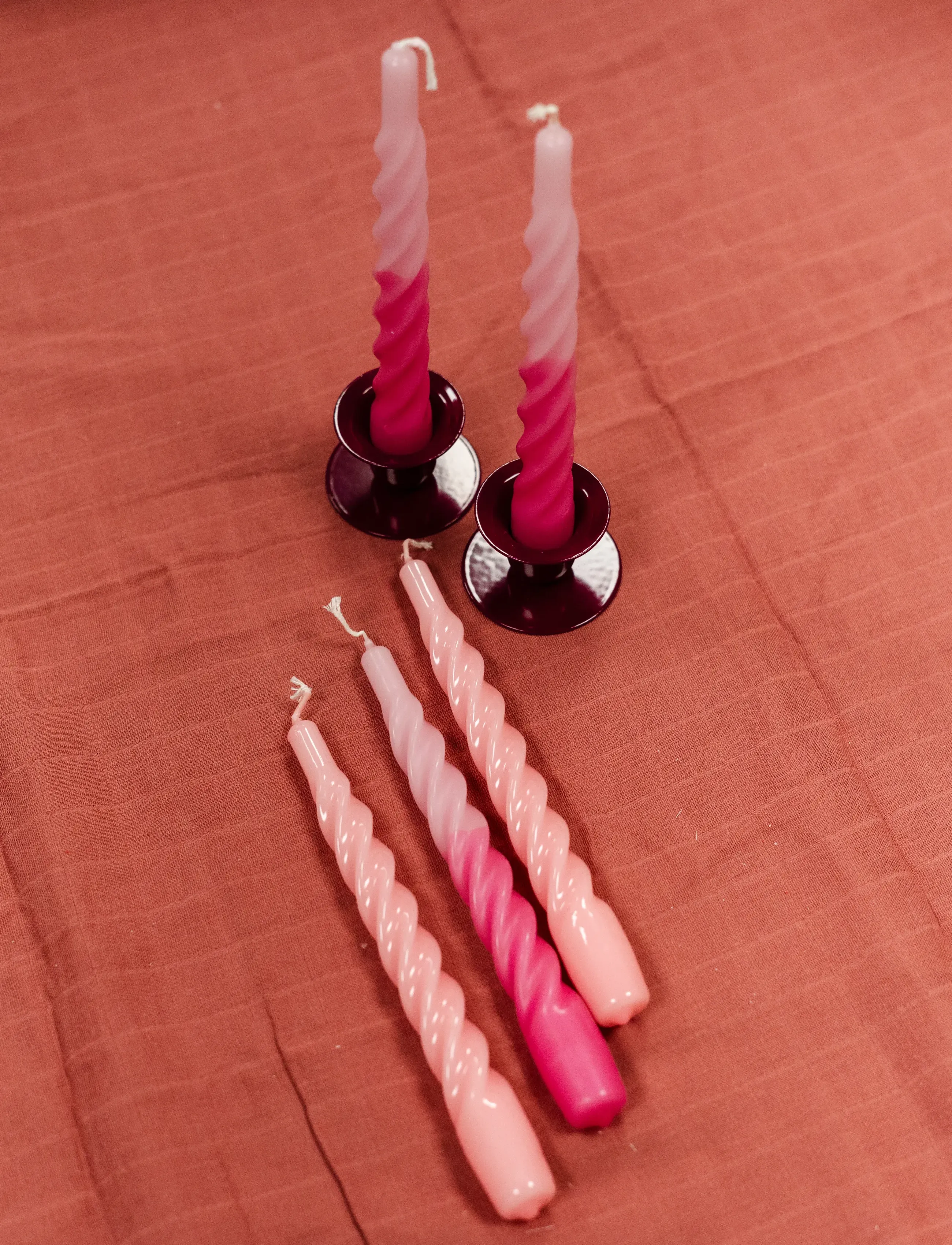 Kunstindustrien - Candles with a Twist - Pink Ombre - tischkerzen - pink ombre - 4