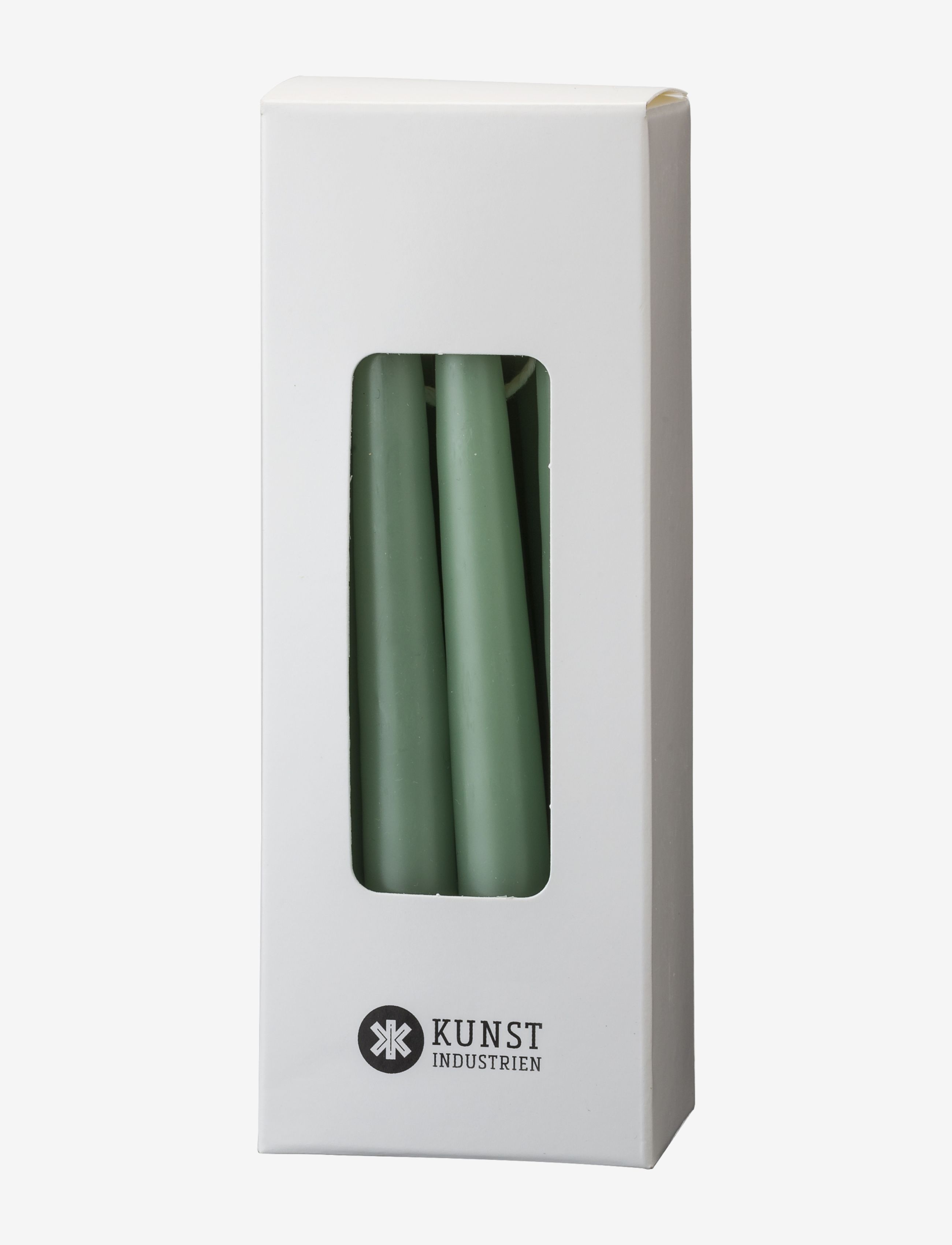 Kunstindustrien Small Colored Candle Giftbox W. 12 Pcs, One Size, Candles, Grün - Pillar Homeware