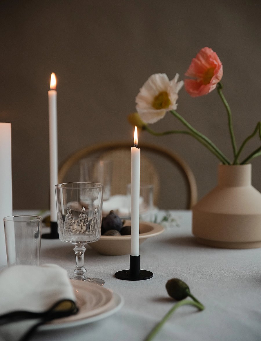 Kunstindustrien - Italian Church Candles, 1,3 cm x 18 cm, 12 pce. - tischkerzen - white - 2
