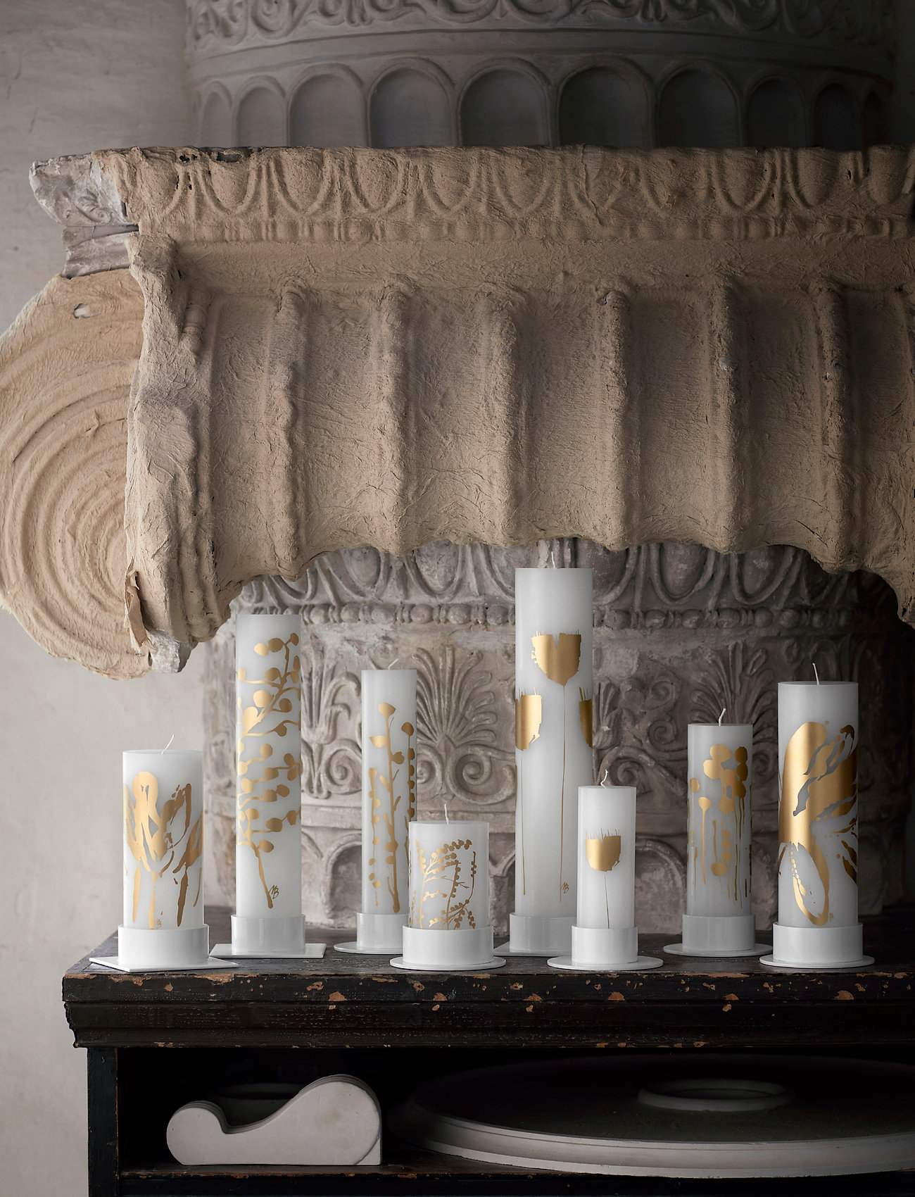 Kunstindustrien Wax Alter Candles 7X 12- Gold Wild Flowers, One Size, Candles, - Block Homeware