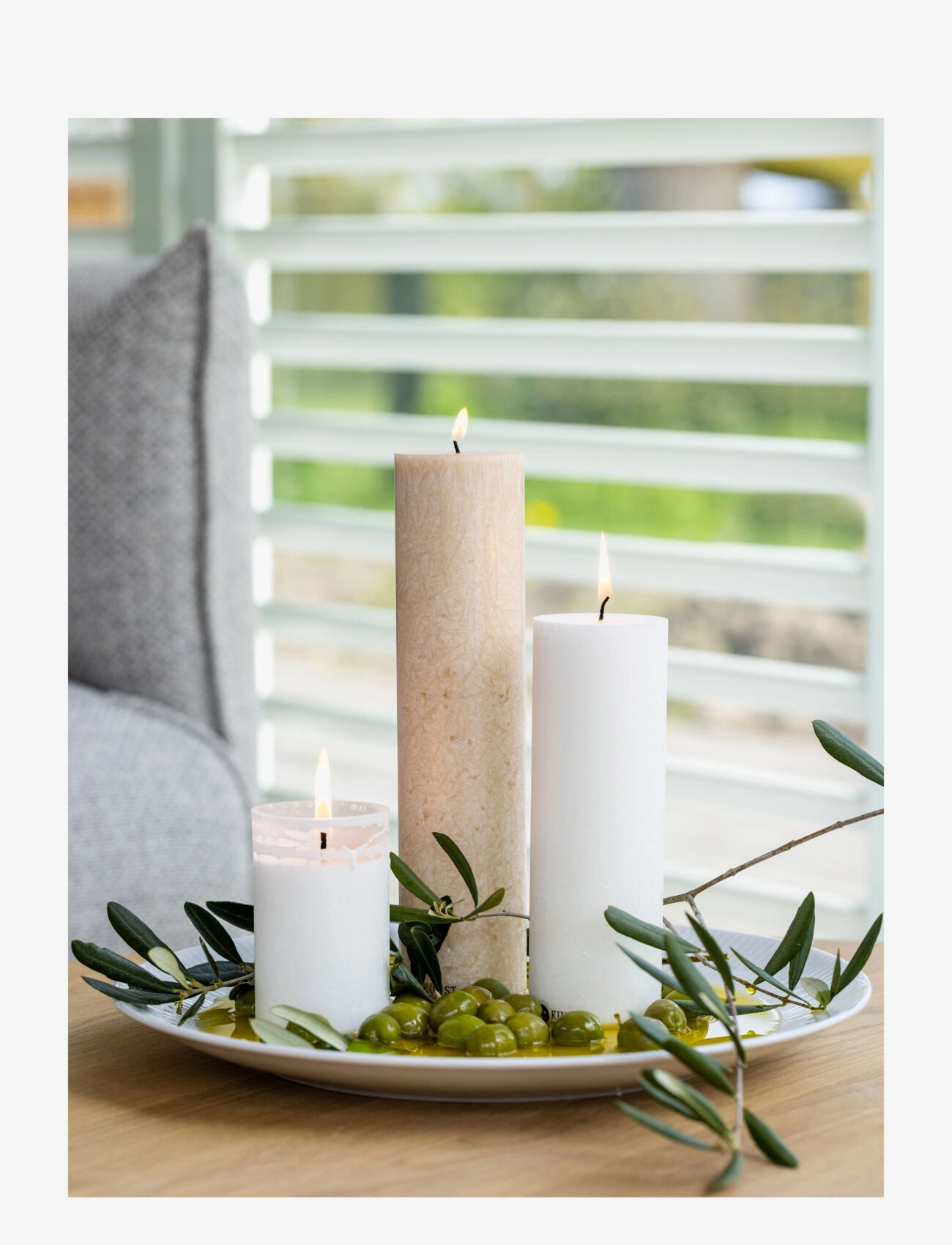 Kunstindustrien - Upcycled olive wax pillar candle - vaškinės žvakės - true - 5