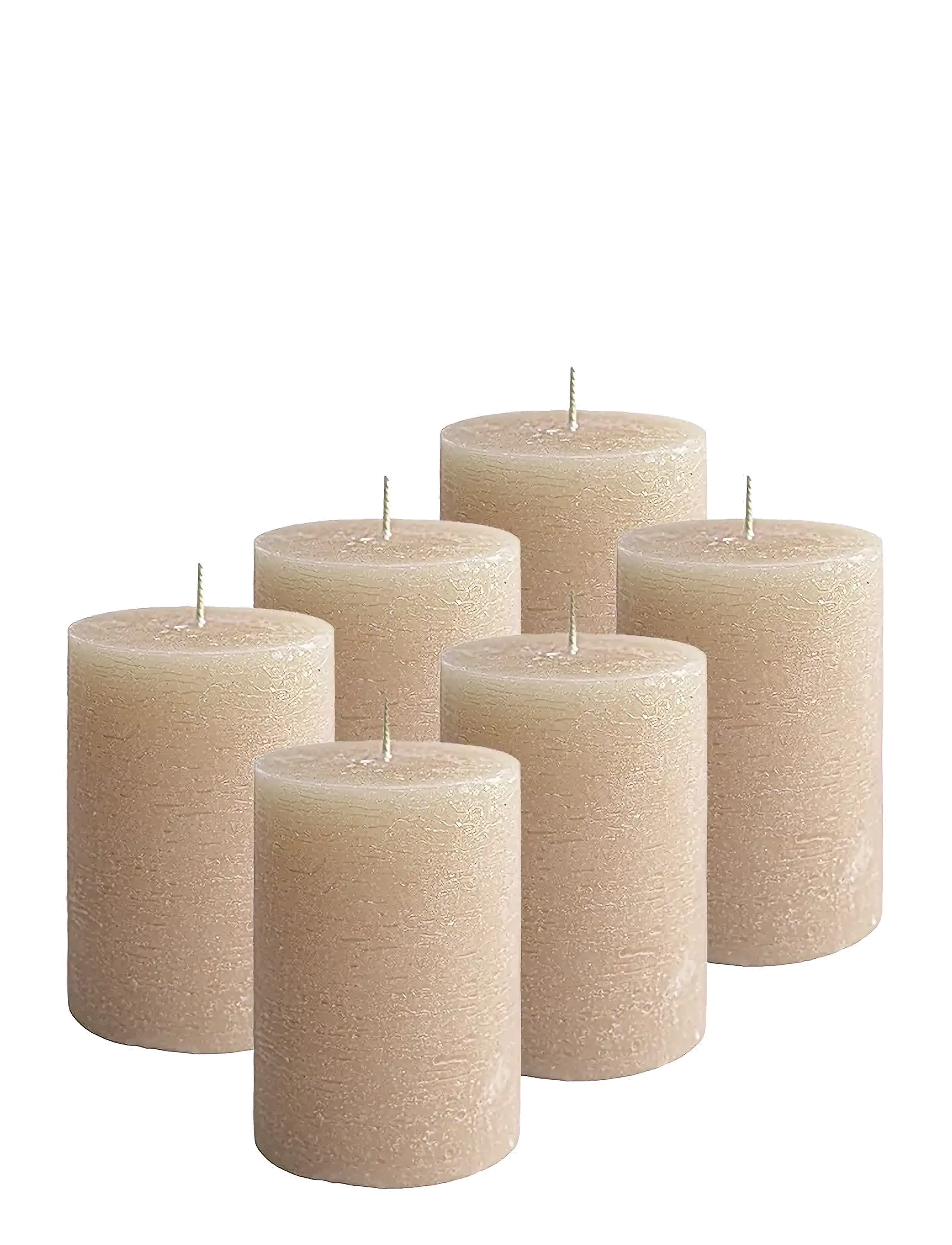 Kunstindustrien Rustic Pillar Candles, Bloklys, Beige, Str: 7X10CM