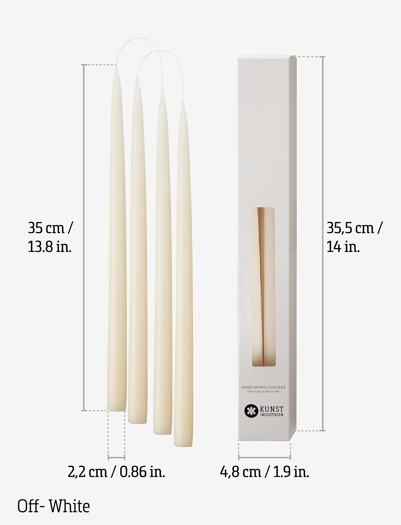 Kunstindustrien - Hand Dipped Candles, 4 pack - stagelys - offwhite - 3