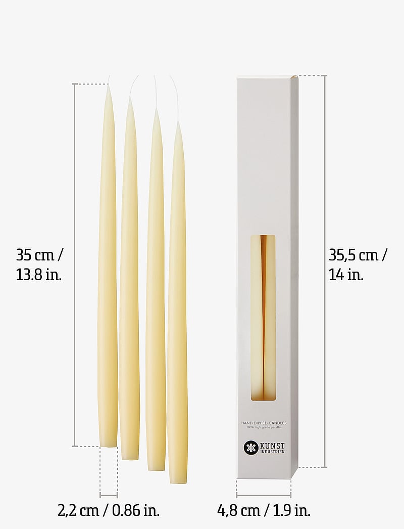 Kunstindustrien - Hand Dipped Candles, 4 pack - oddmjó kerti - ivory - 2