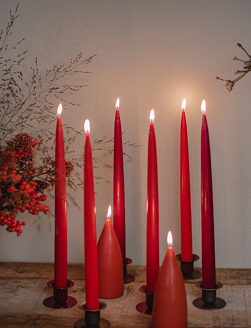 Kunstindustrien - Hand Dipped Candles, 4 pack - pikad küünlad - dark red - 0