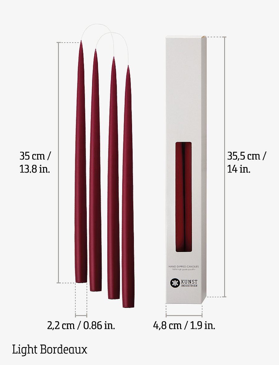 Kunstindustrien - Hand Dipped Candles, 4 pack - pikad küünlad - bordeaux - 2