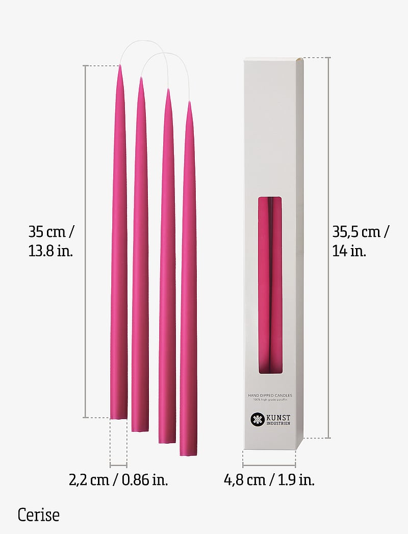 Kunstindustrien - Hand Dipped Candles, 4 pack - nach preis einkaufen - cerise - 2