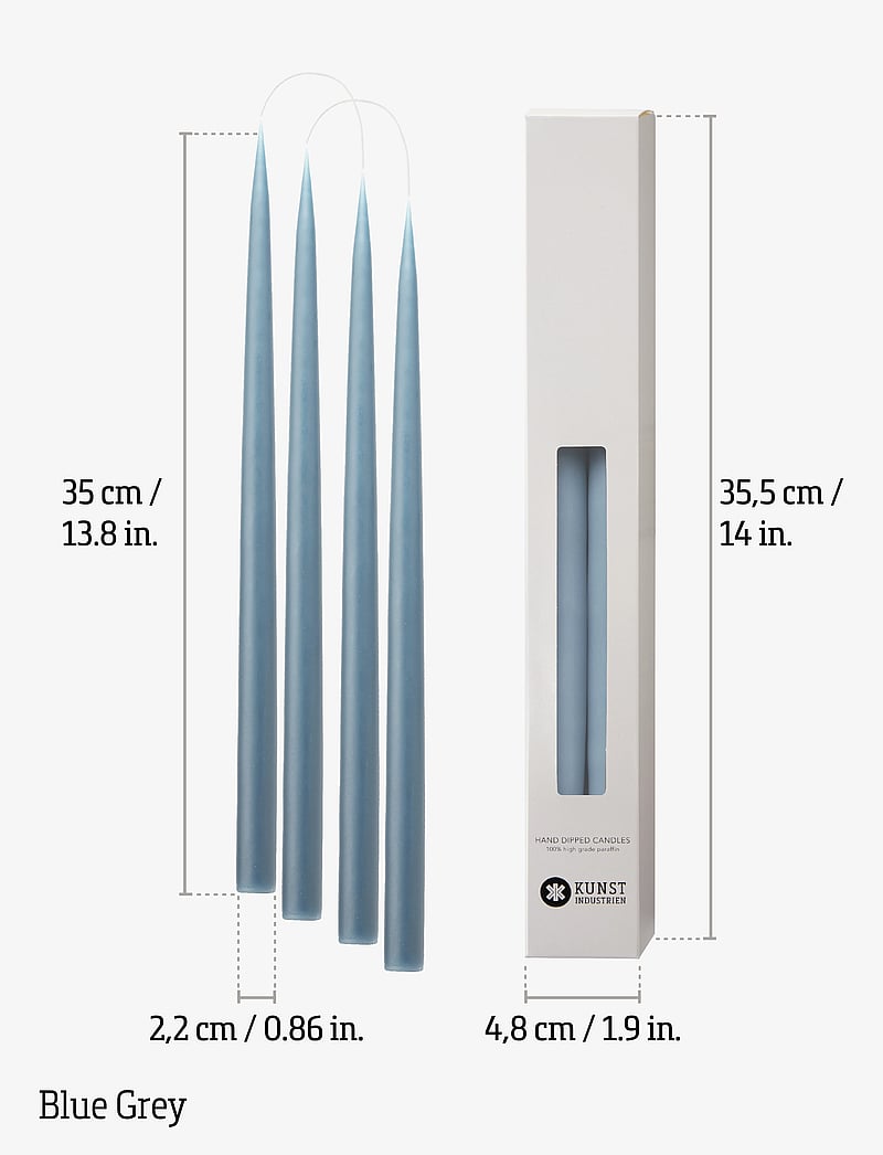 Kunstindustrien - Hand Dipped Candles, 4 pack - madalaimad hinnad - bluegrey - 2