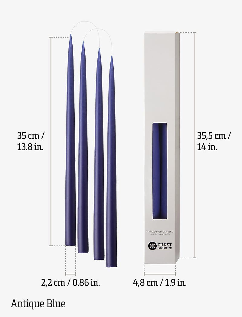 Kunstindustrien - Hand Dipped Candles, 4 pack - nach preis einkaufen - antique blue - 2
