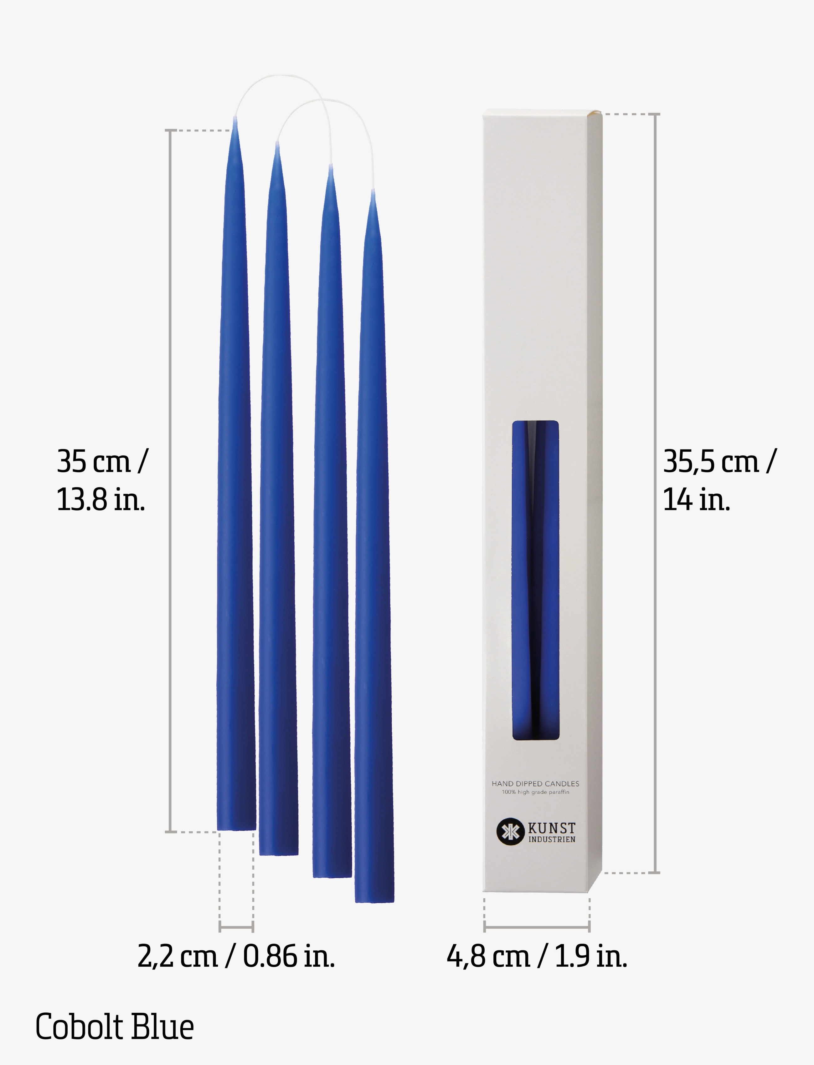 Kunstindustrien - Hand Dipped Candles, 4 pack - laveste priser - cobult blue - 2