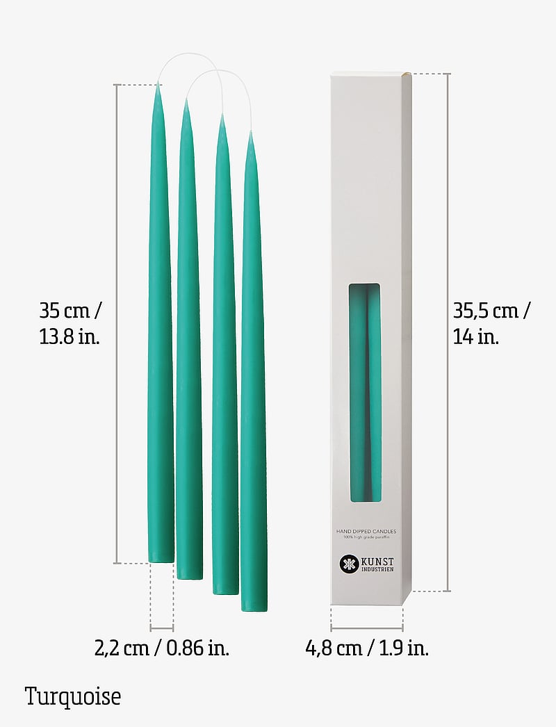 Kunstindustrien - Hand Dipped Candles, 4 pack - tischkerzen - turquoise - 3